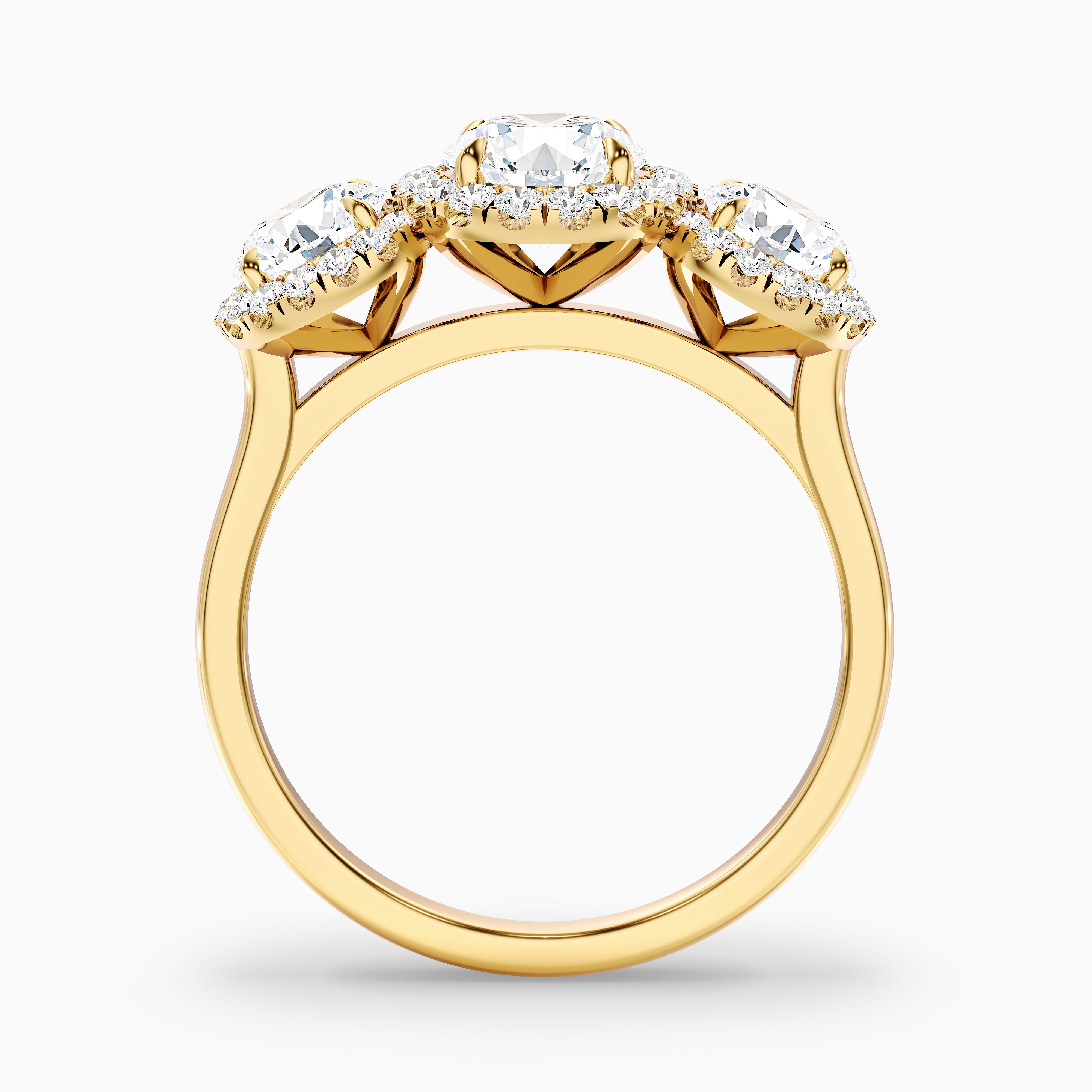 Kelsey Round Three Stone With Halo Lab Grown Diamond Ring