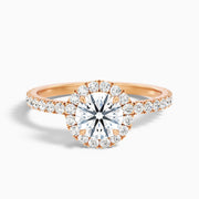 Leonora Round Pave Halo Moissanite Engagement Ring
