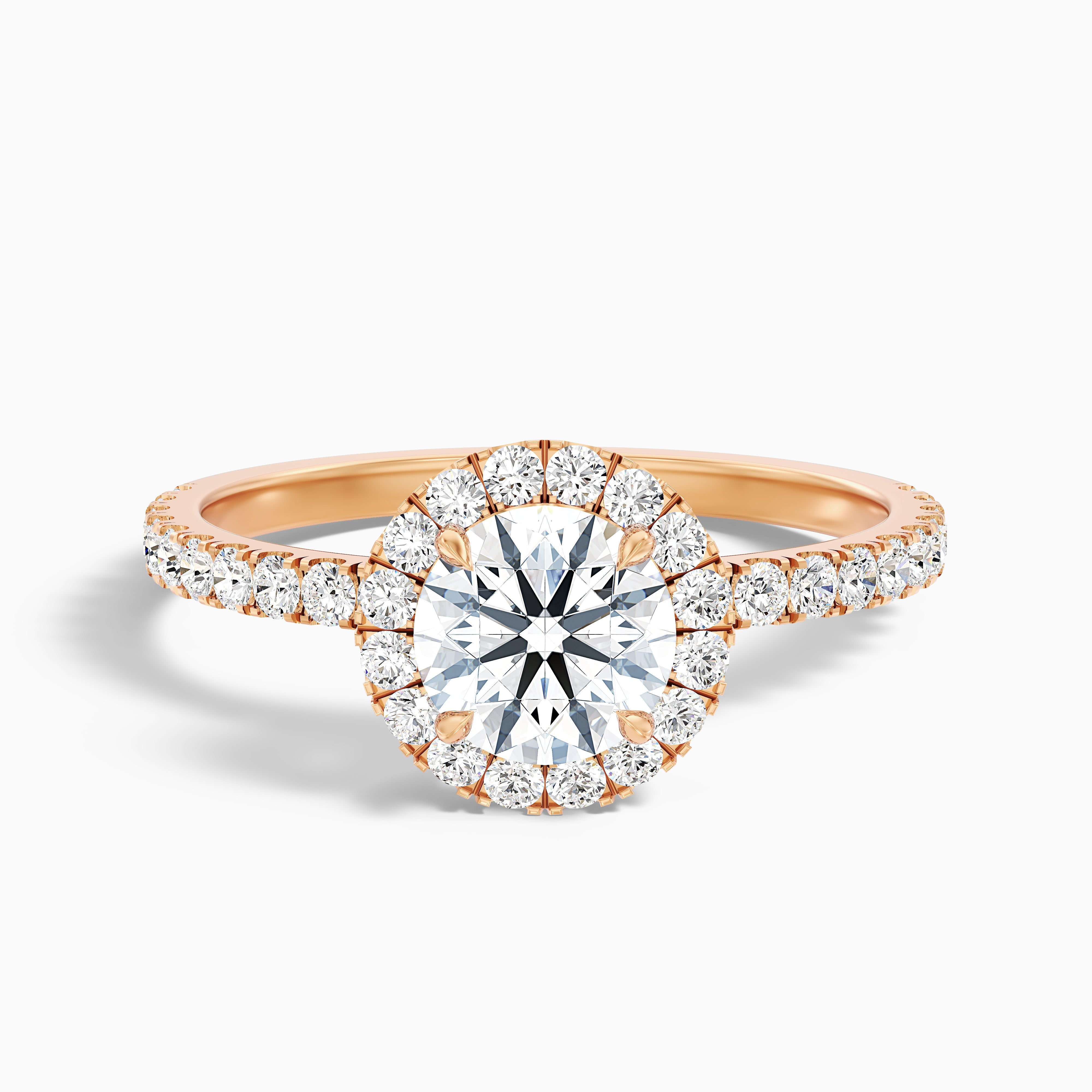 Leonora Round Pave Halo Moissanite Engagement Ring