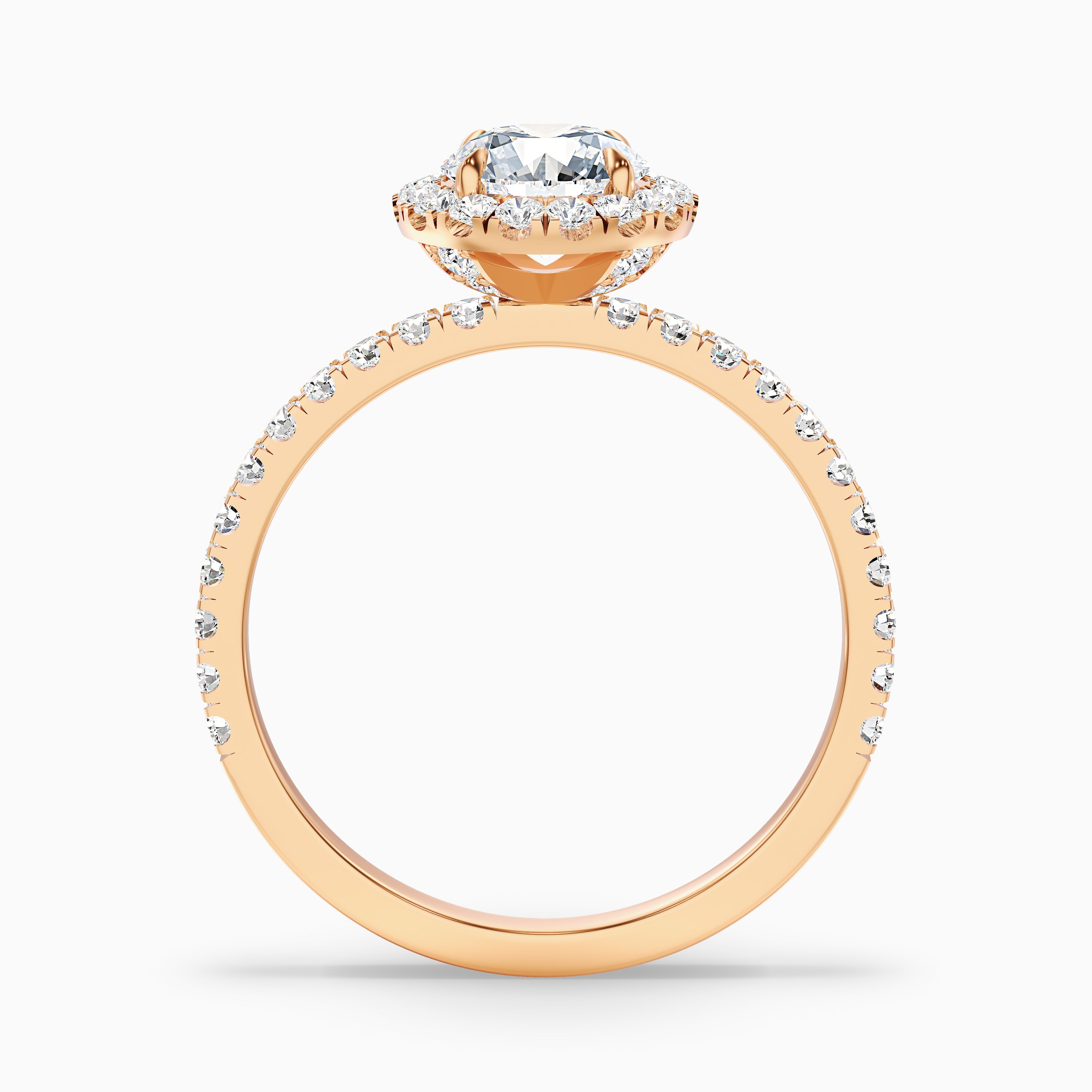Leonora Round Pave Halo Moissanite Engagement Ring