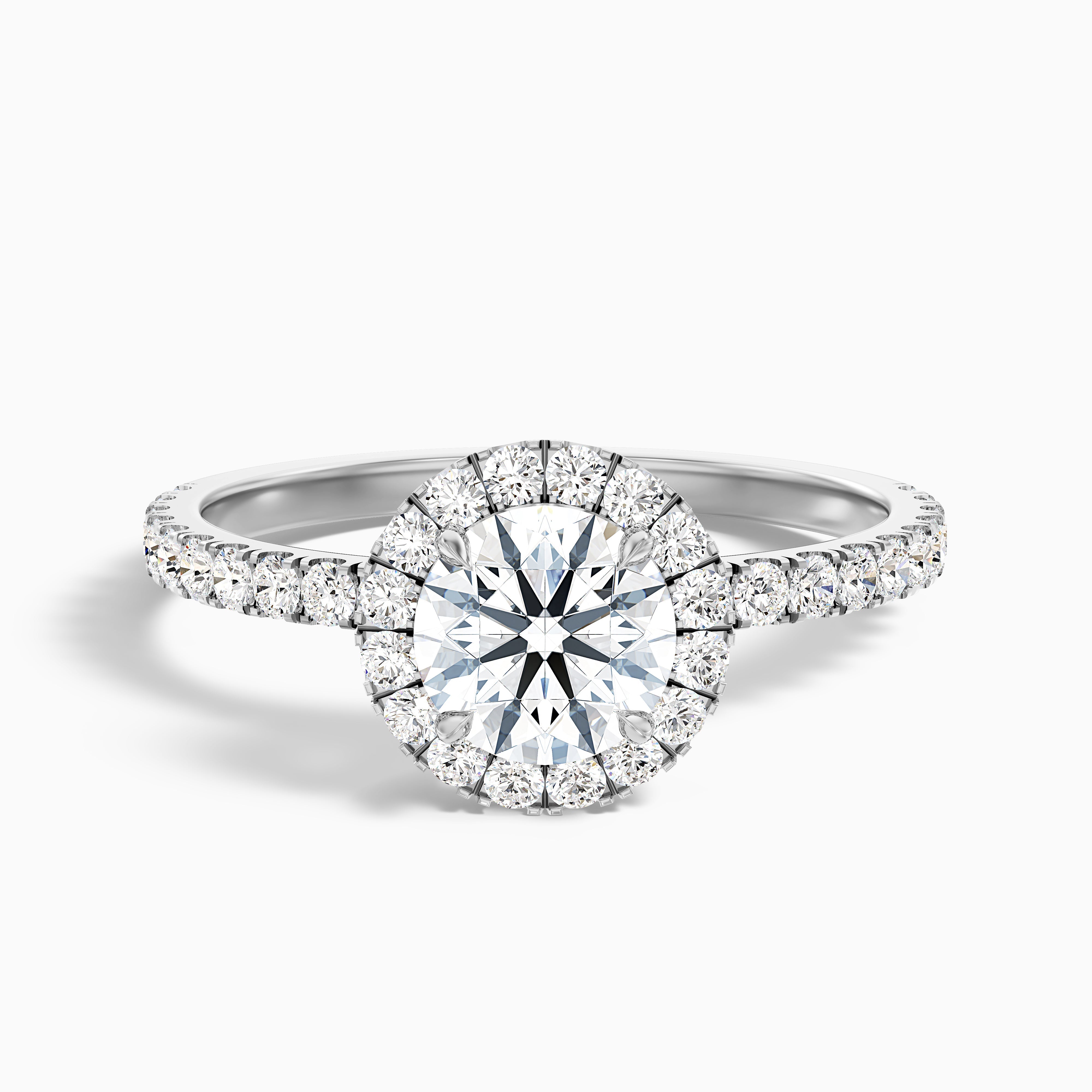 Leonora Round Pave Halo Moissanite Engagement Ring