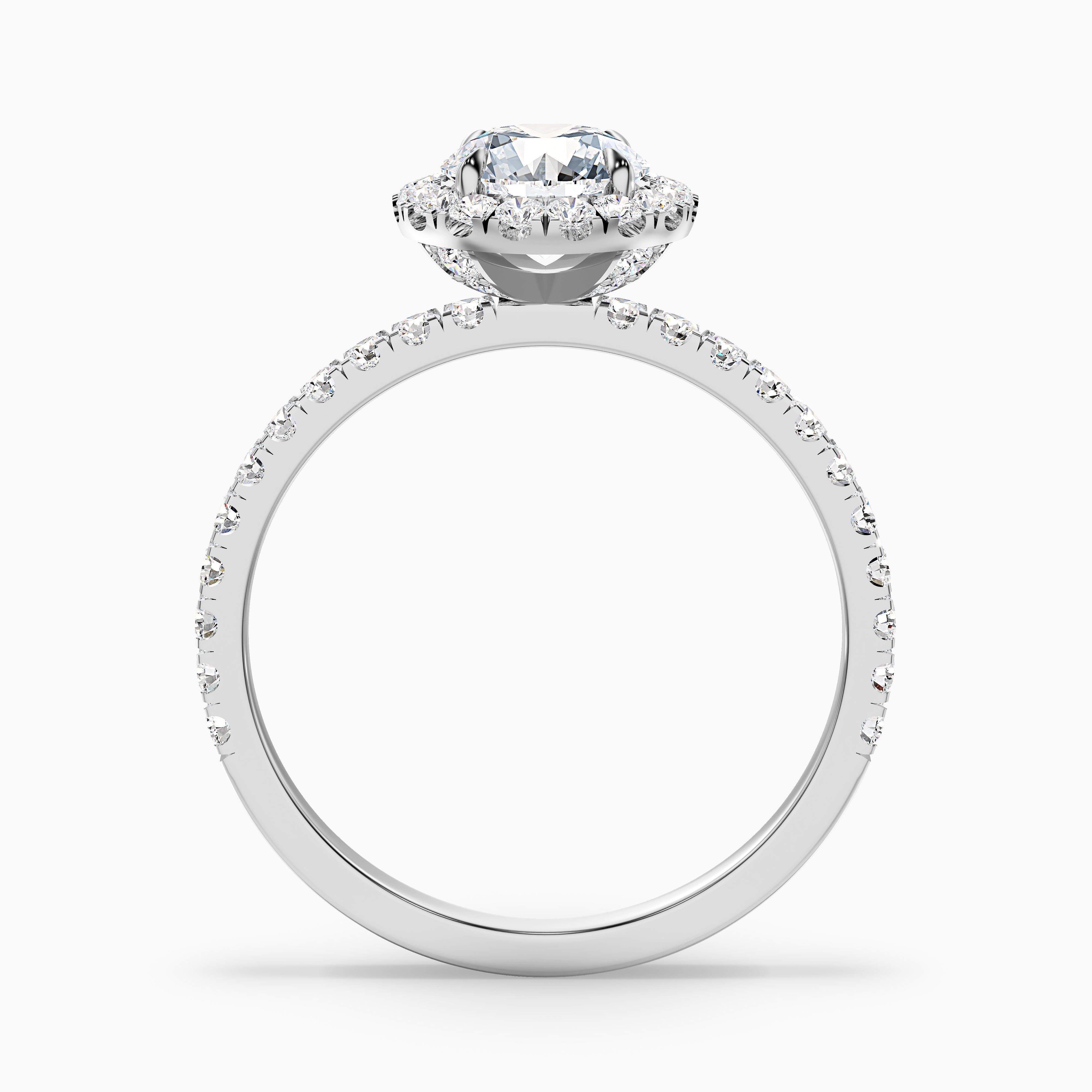 Leonora Round Pave Halo Moissanite Engagement Ring