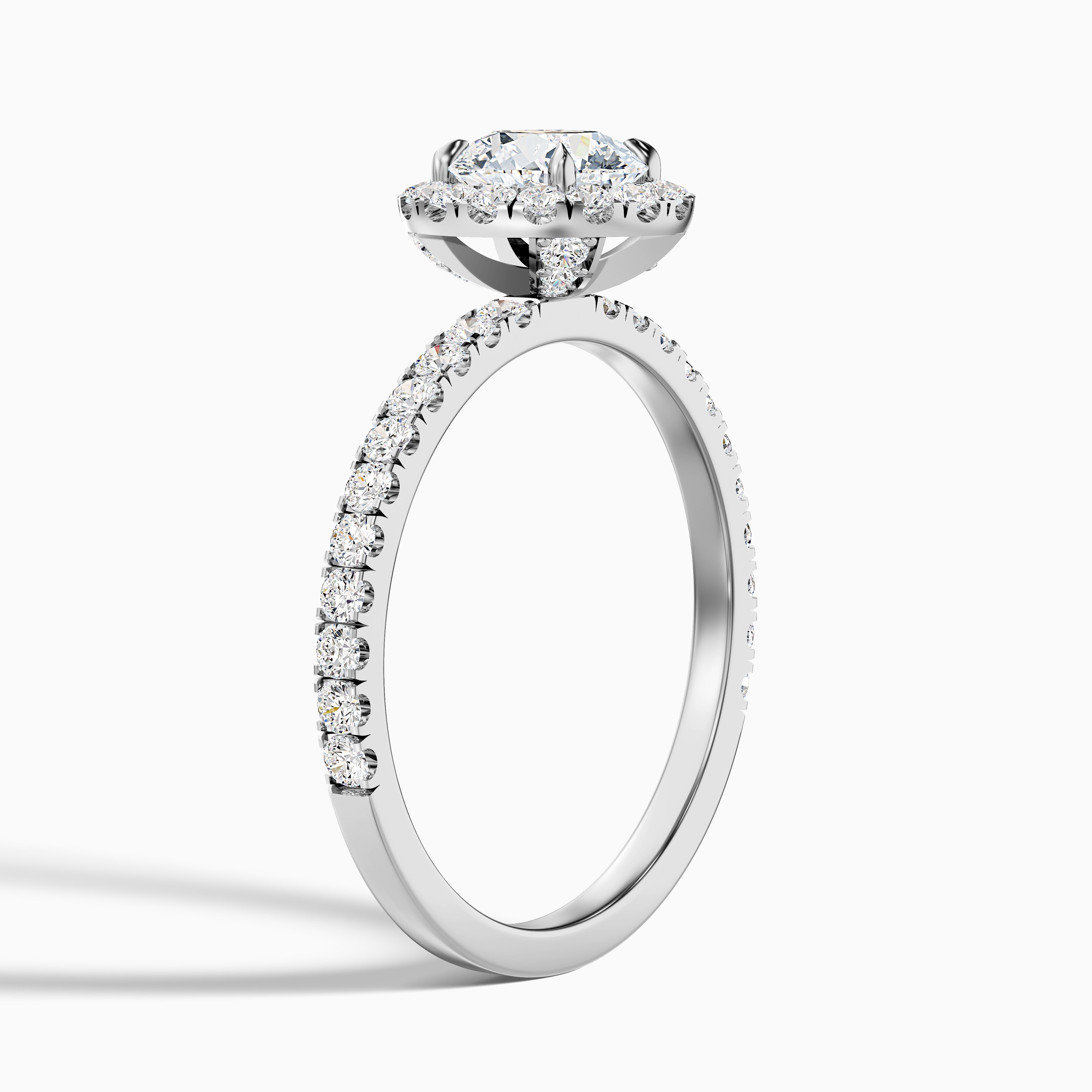 Leonora Round Pave Halo Moissanite Engagement Ring