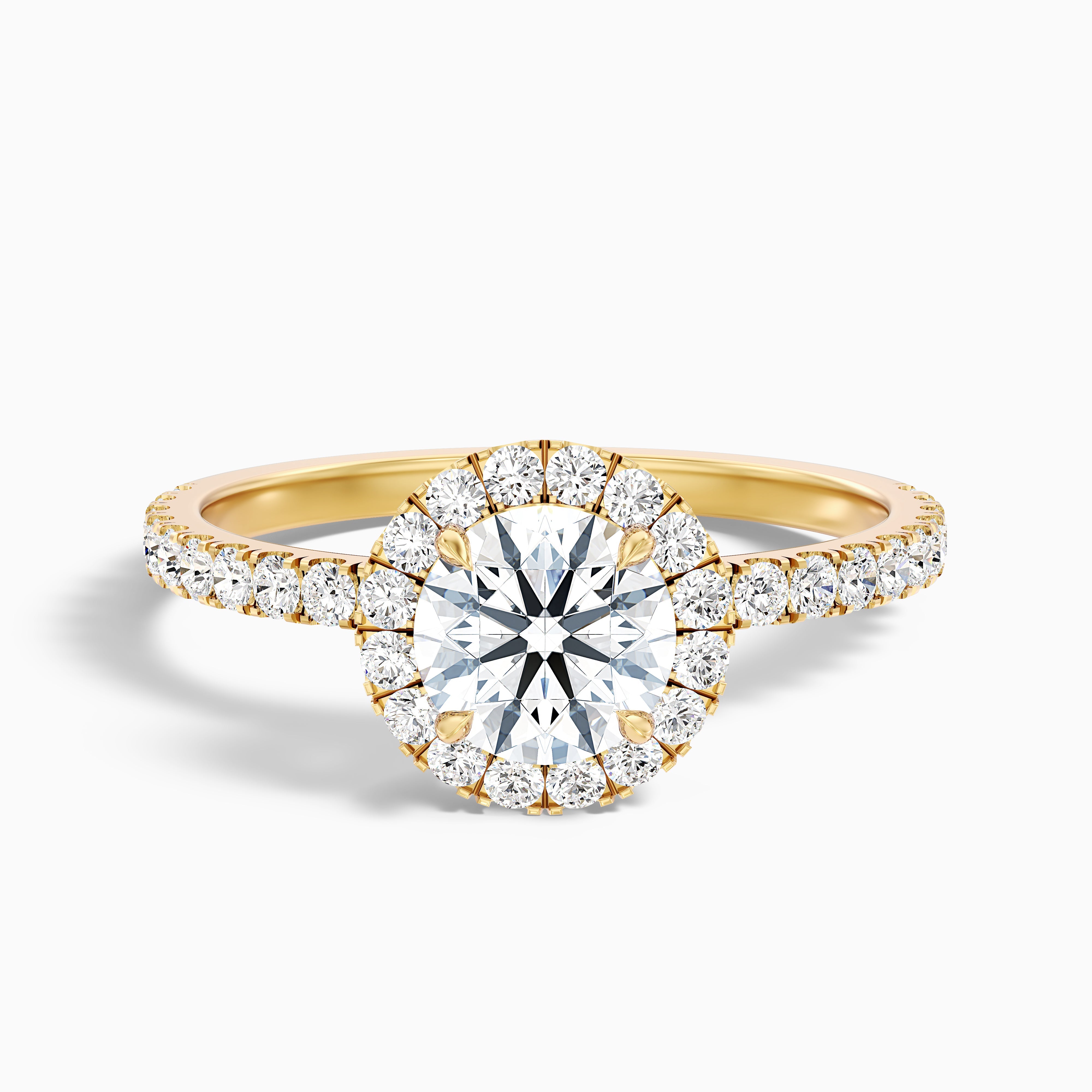 Leonora Round Pave Halo Moissanite Engagement Ring