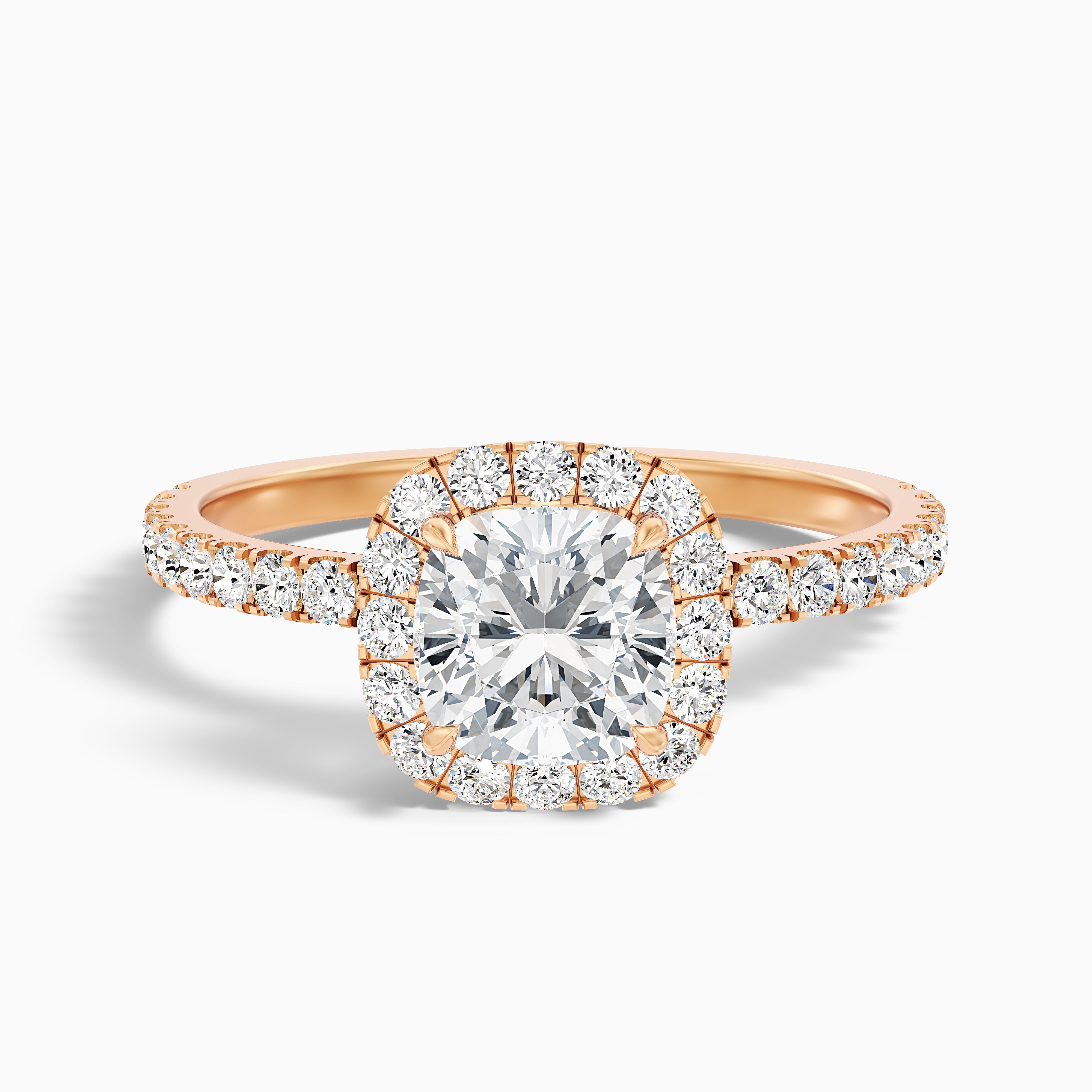 Lindsey Cushion Pave Halo Moissanite Ring