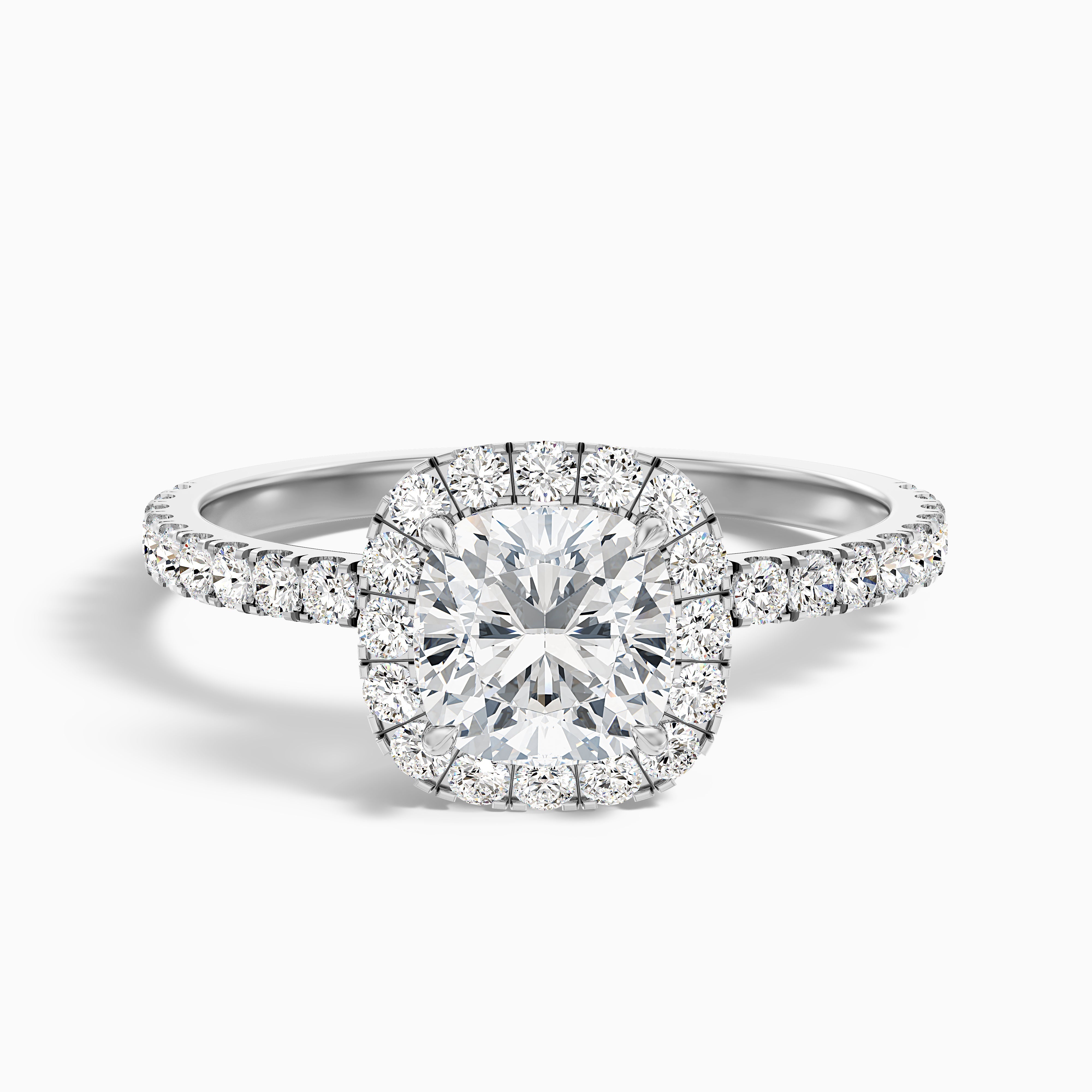 Lindsey Cushion Pave Halo Moissanite Ring