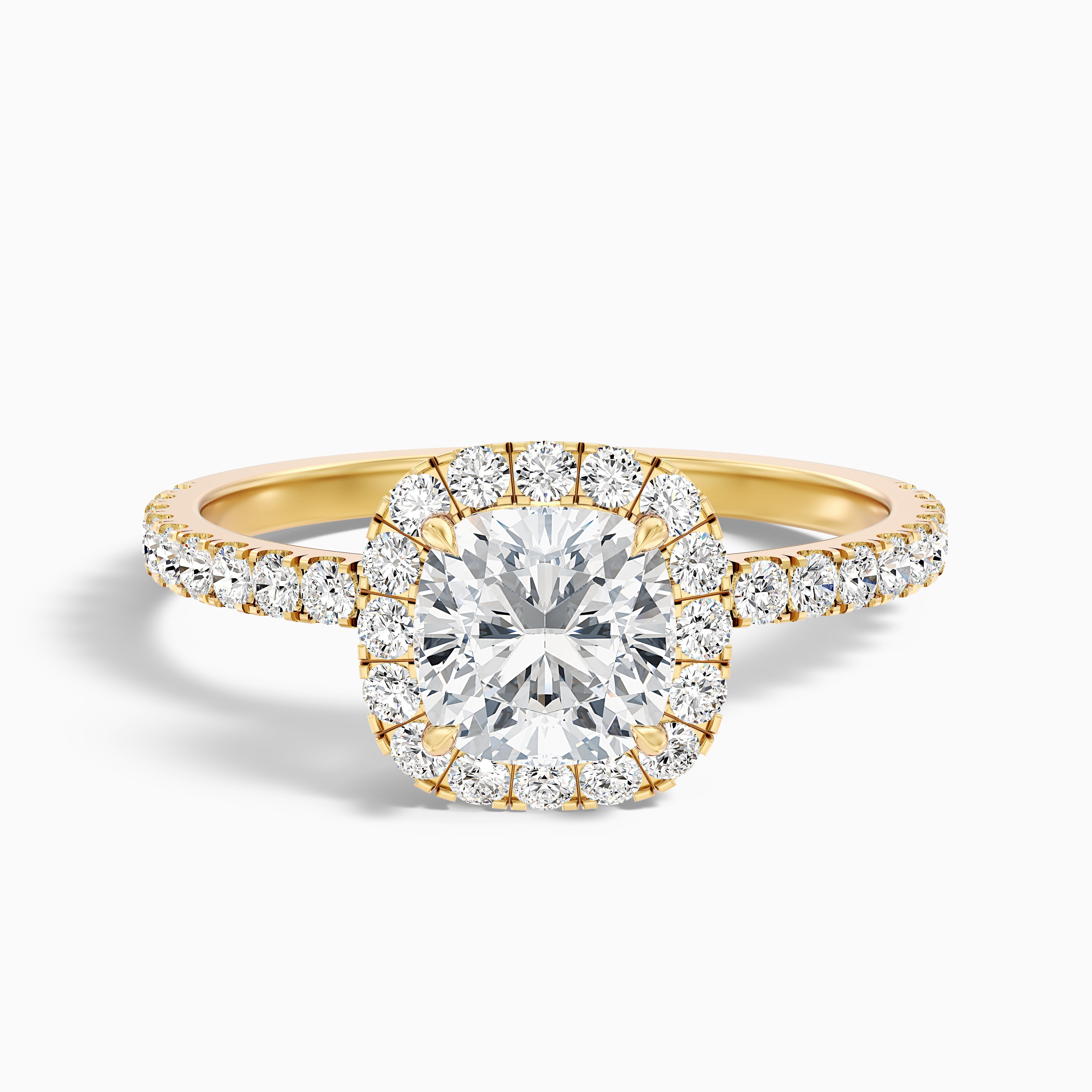 Lindsey Cushion Pave Halo Moissanite Ring