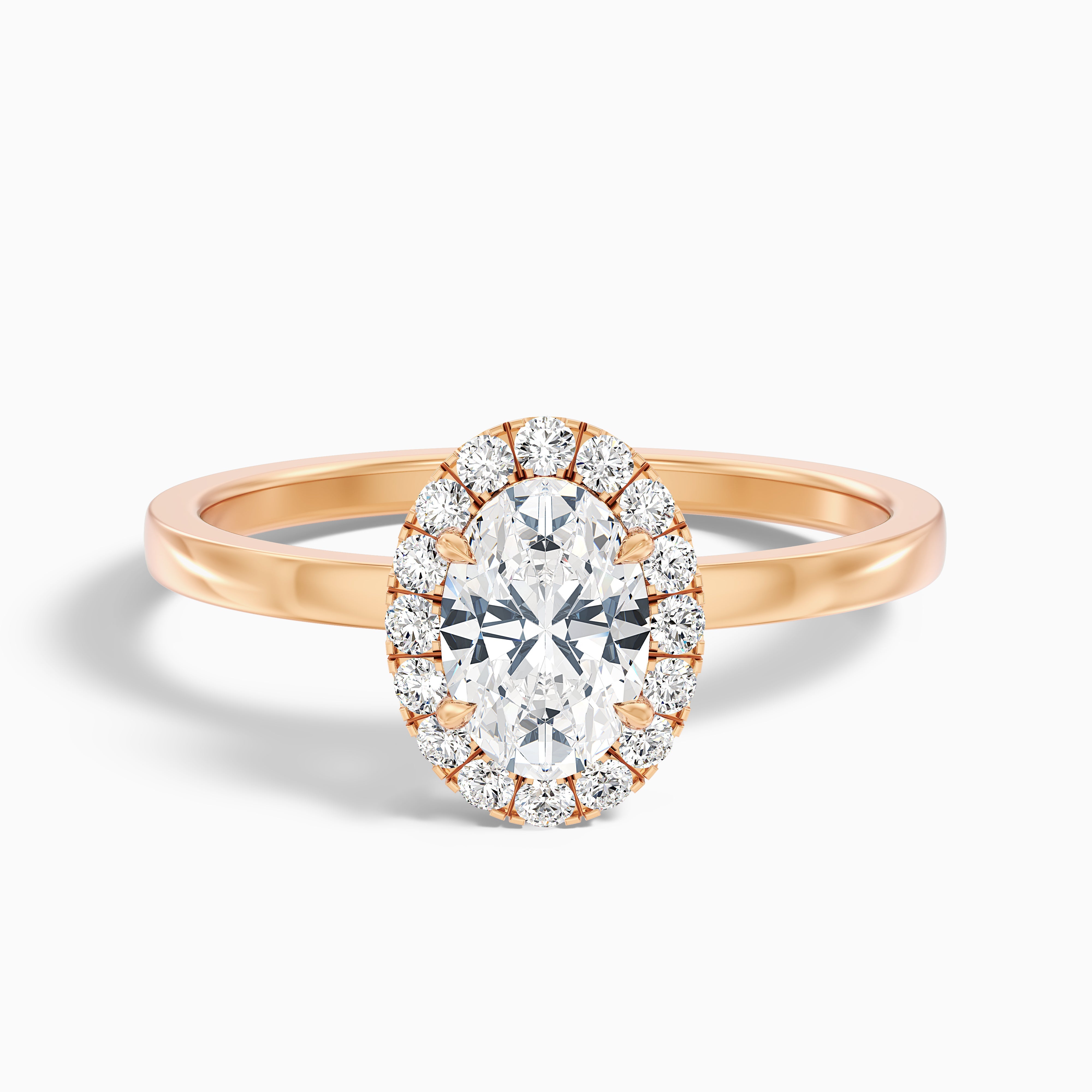 Louisa Oval Cut Halo Moissanite Engagement Ring