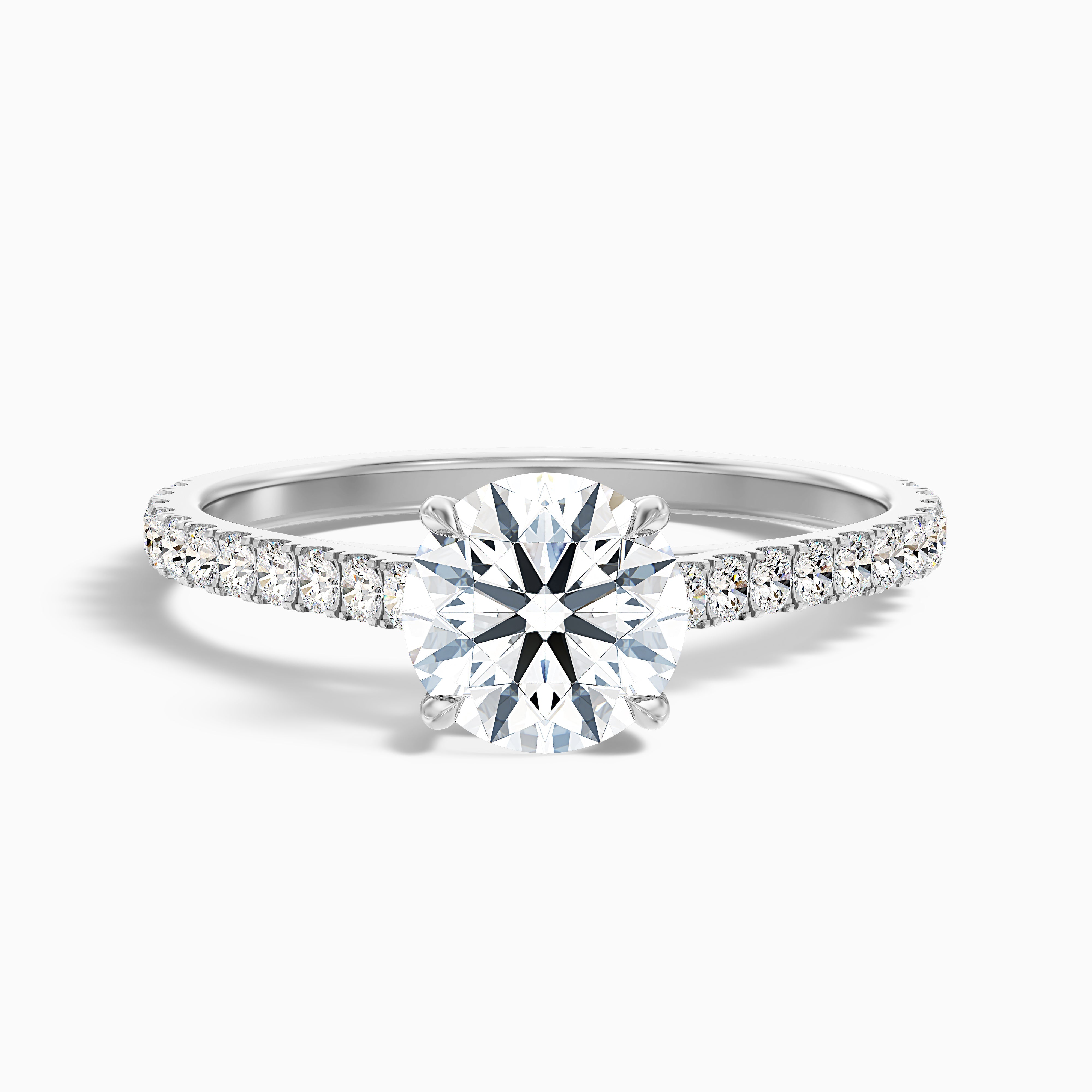 Magnolia Round Side Stone Moissanite Ring