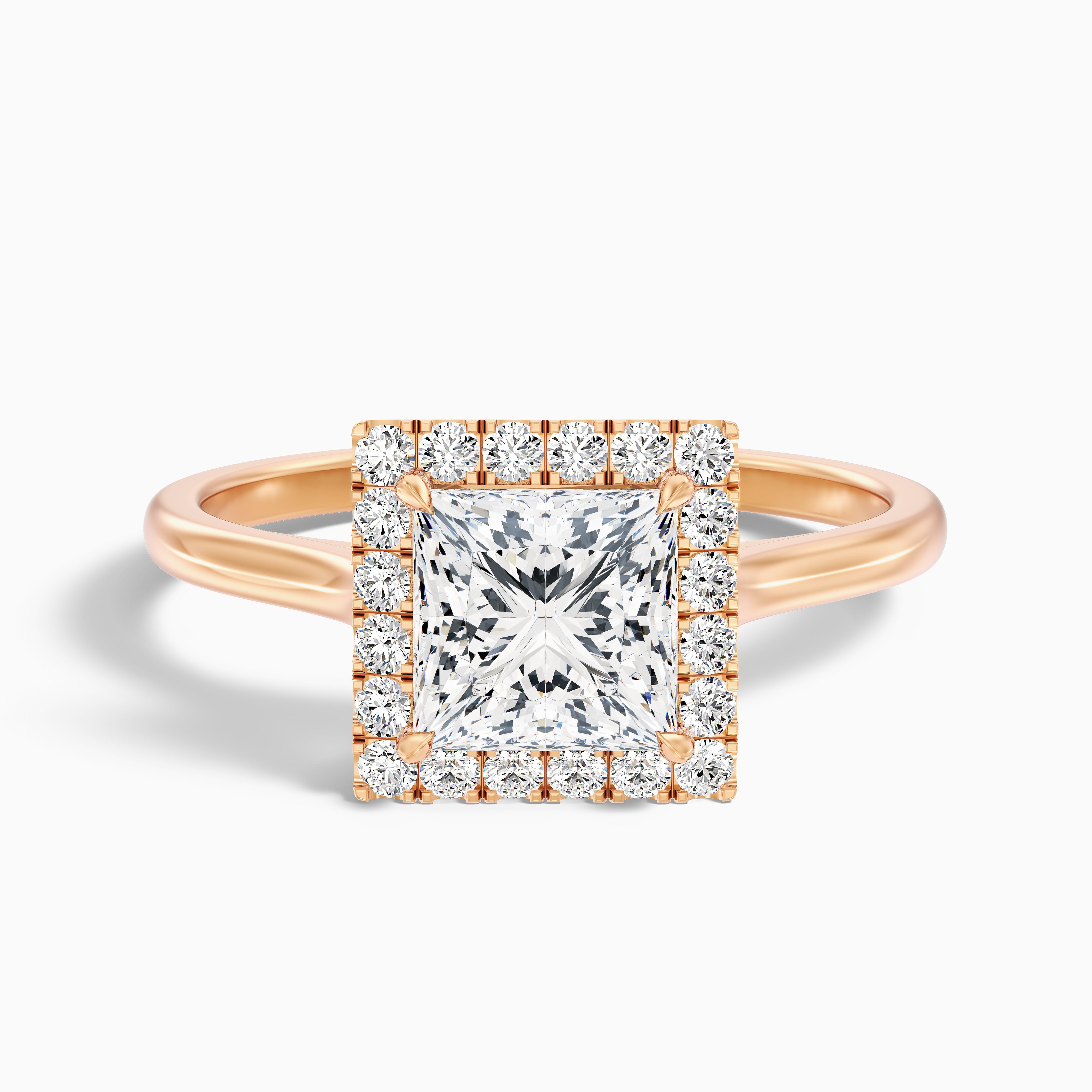 Makayla Princess Halo Moissanite Ring