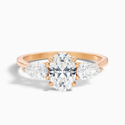 Marcella Oval Three Stone With Pear Moissanite Ring