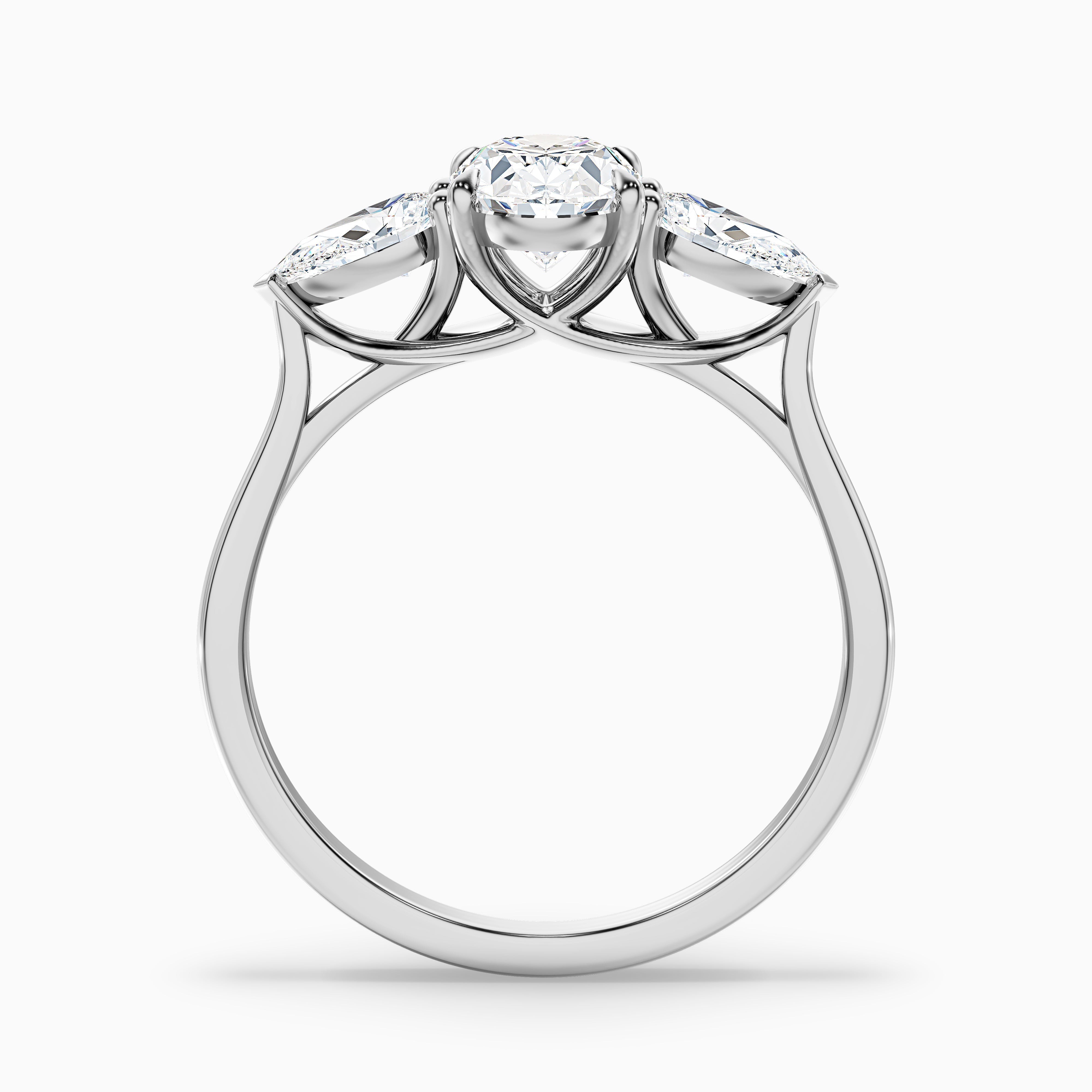 Marcella Oval Three Stone With Pear Moissanite Ring