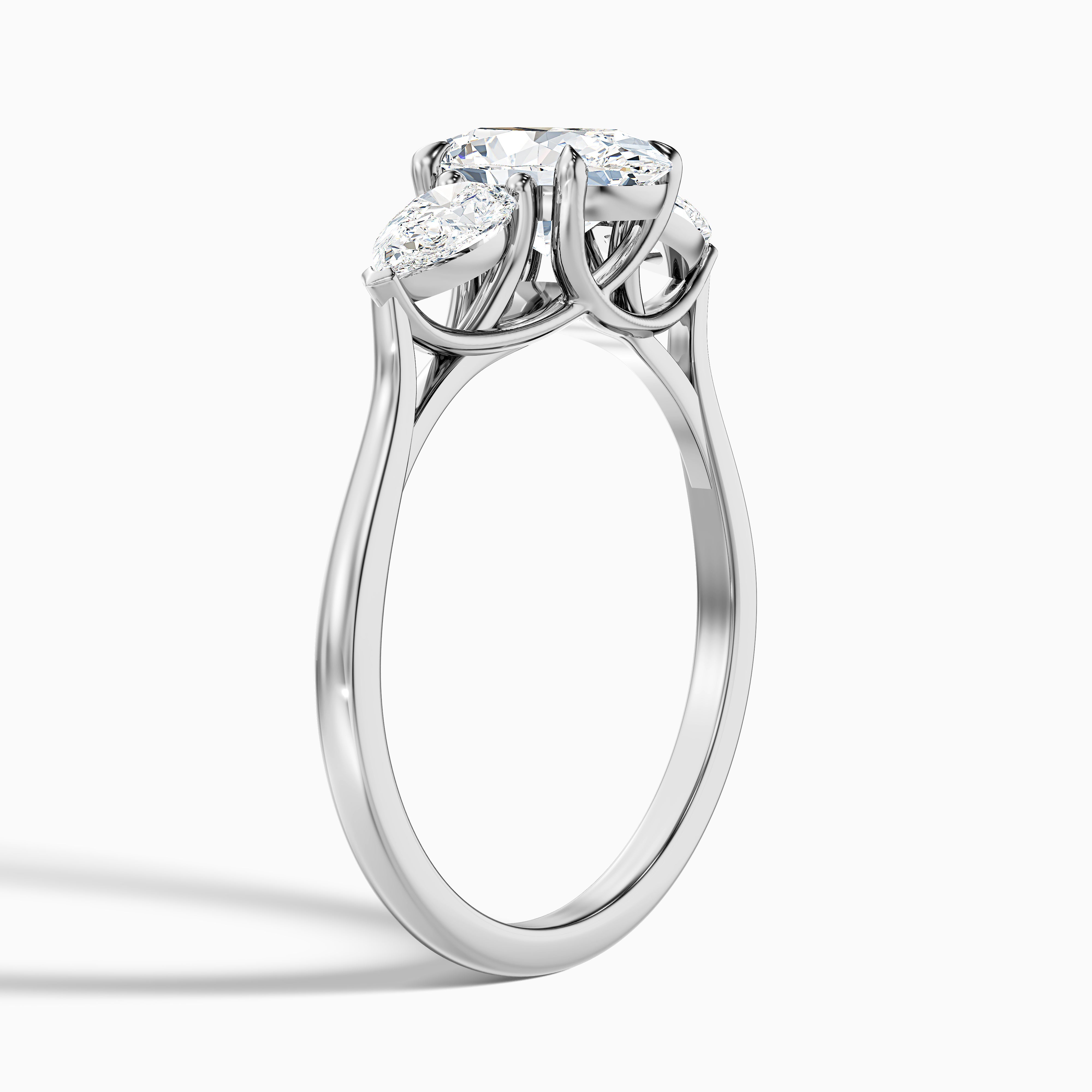 Marcella Oval Three Stone With Pear Moissanite Ring