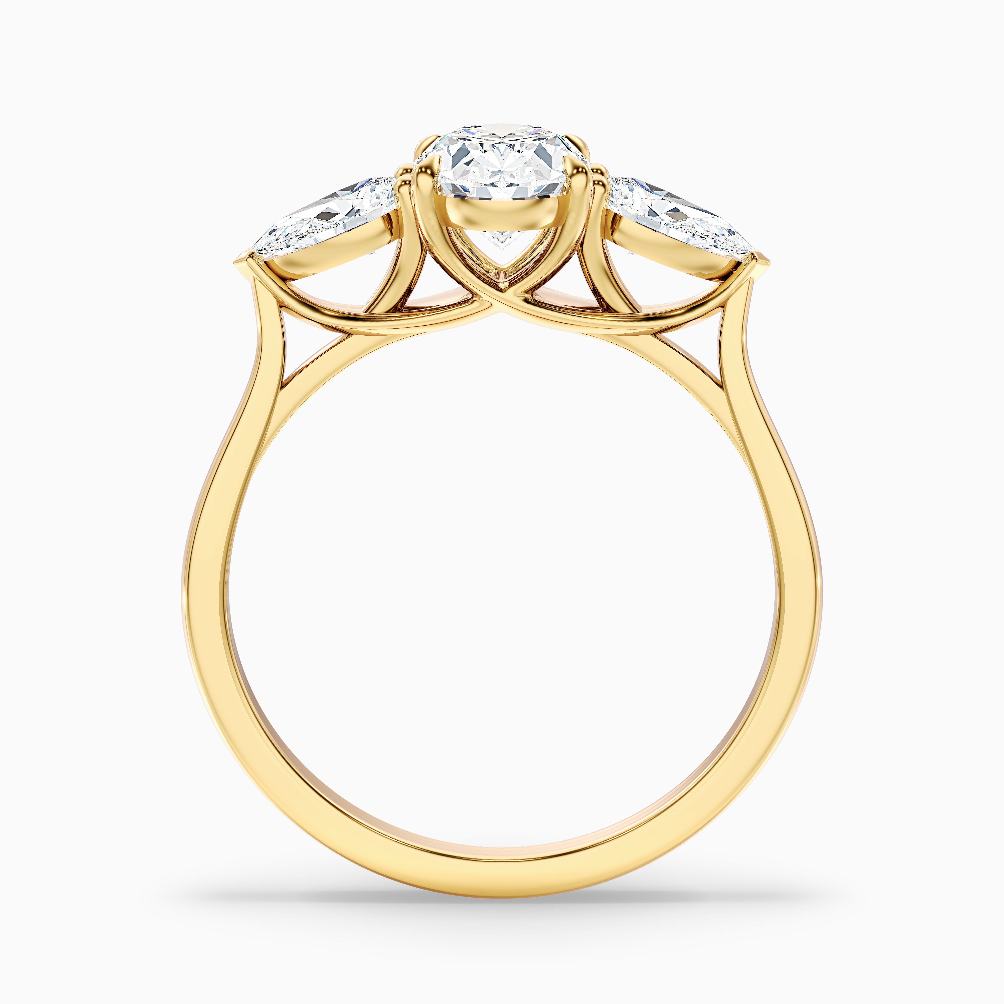 Marcella Oval Three Stone With Pear Moissanite Ring