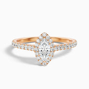 Marissa Marquise Pave Halo Moissanite Ring