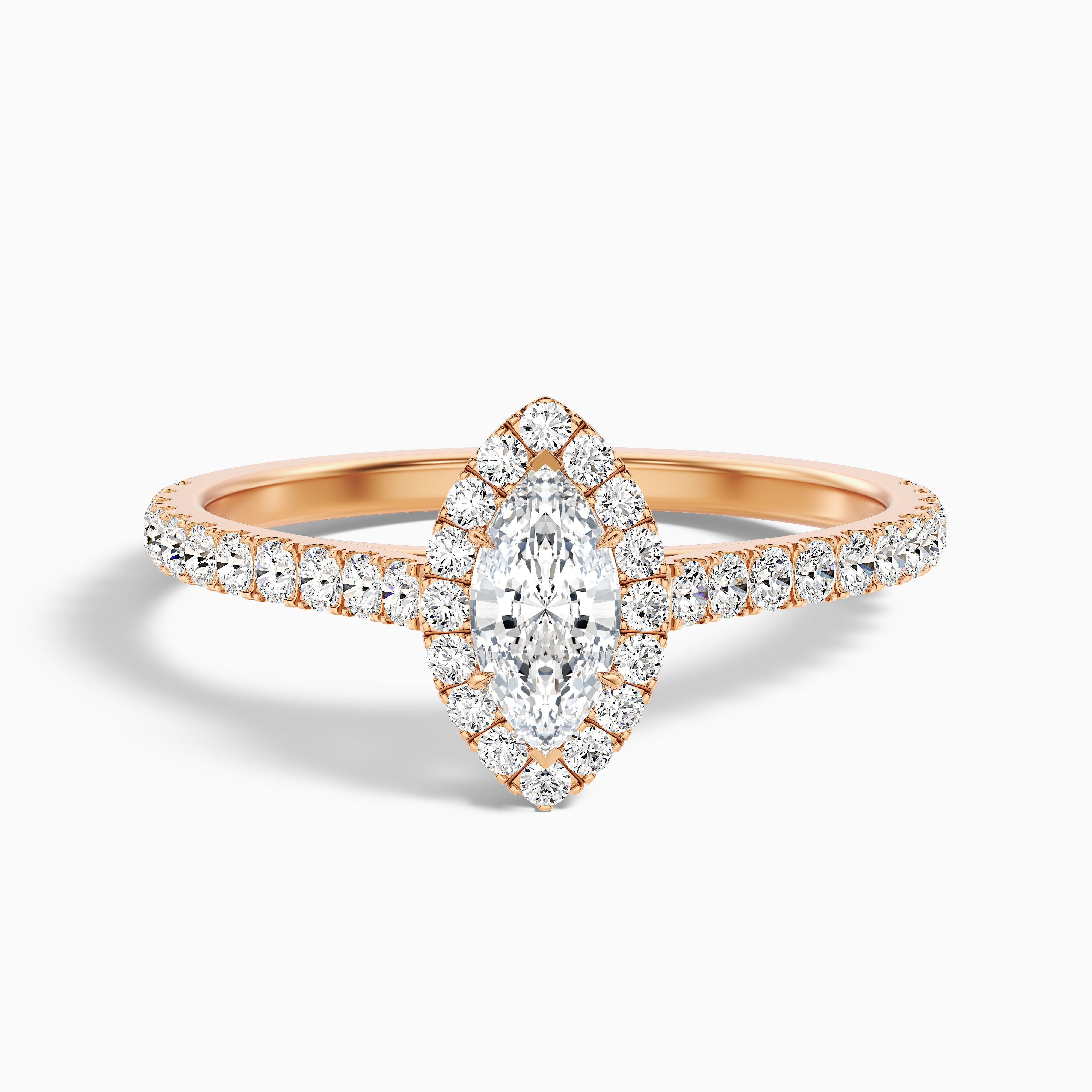 Marissa Marquise Pave Halo Moissanite Ring