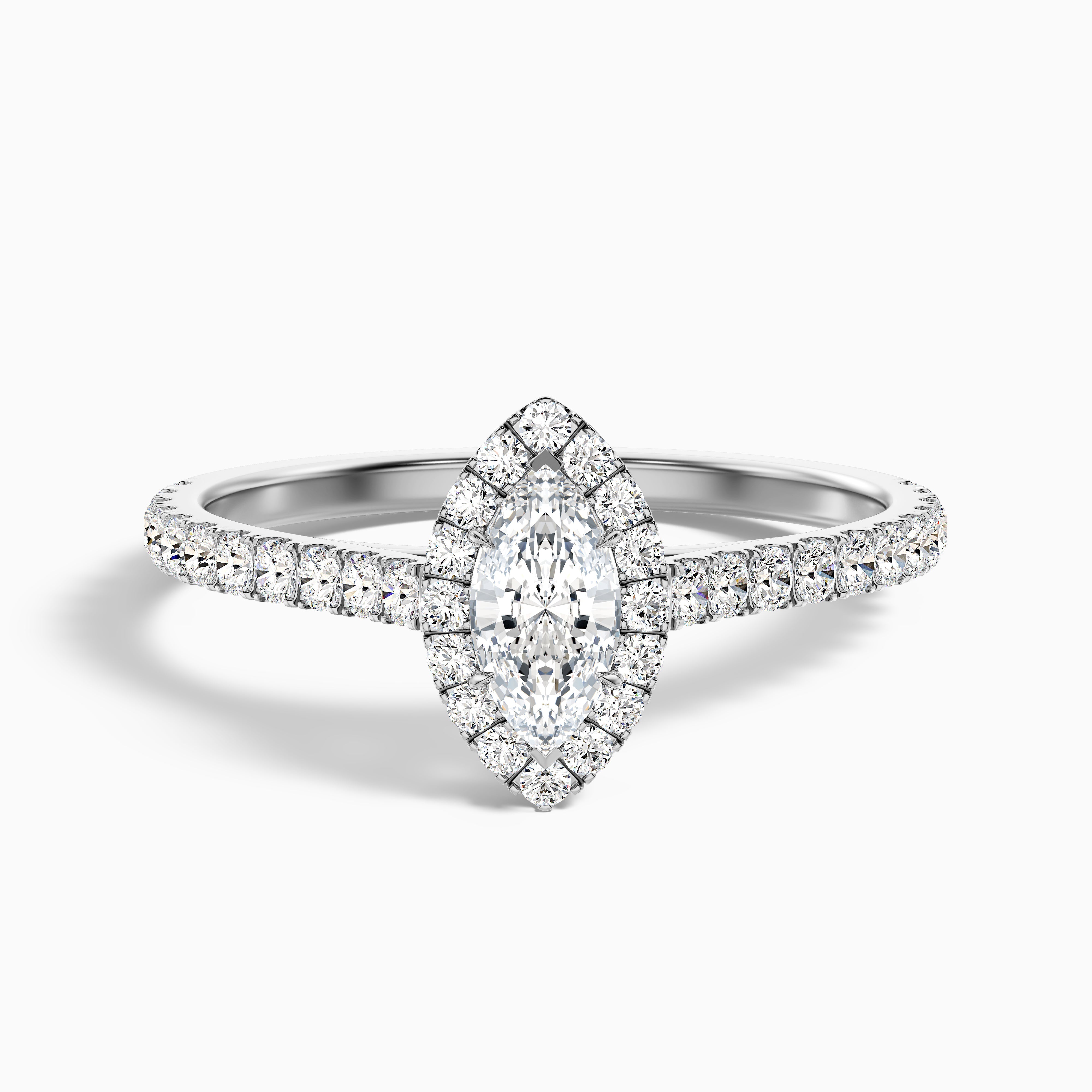 Marissa Marquise Pave Halo Moissanite Ring