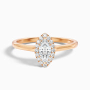 Melanie Marquise Halo Moissanite Ring