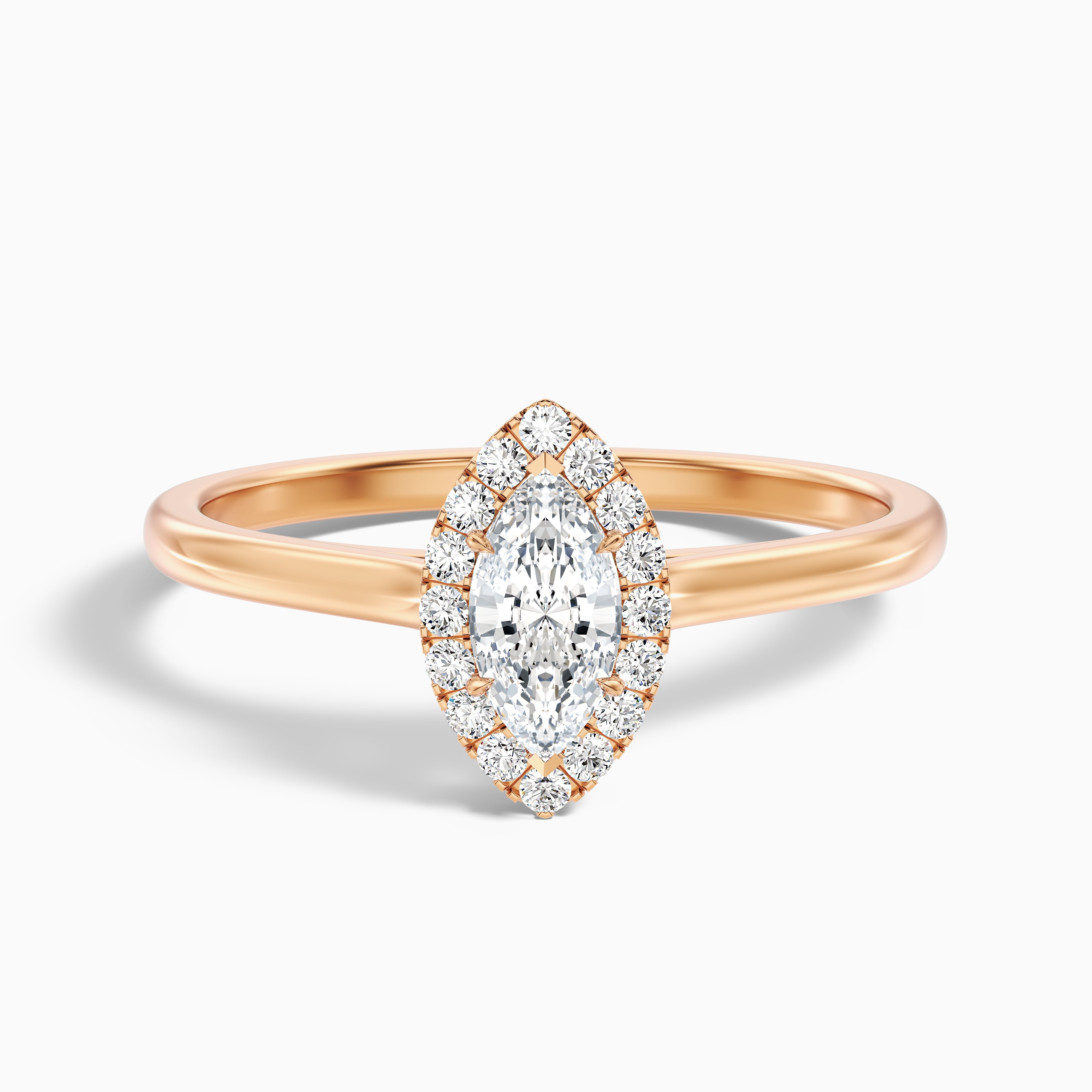 Melanie Marquise Halo Moissanite Ring