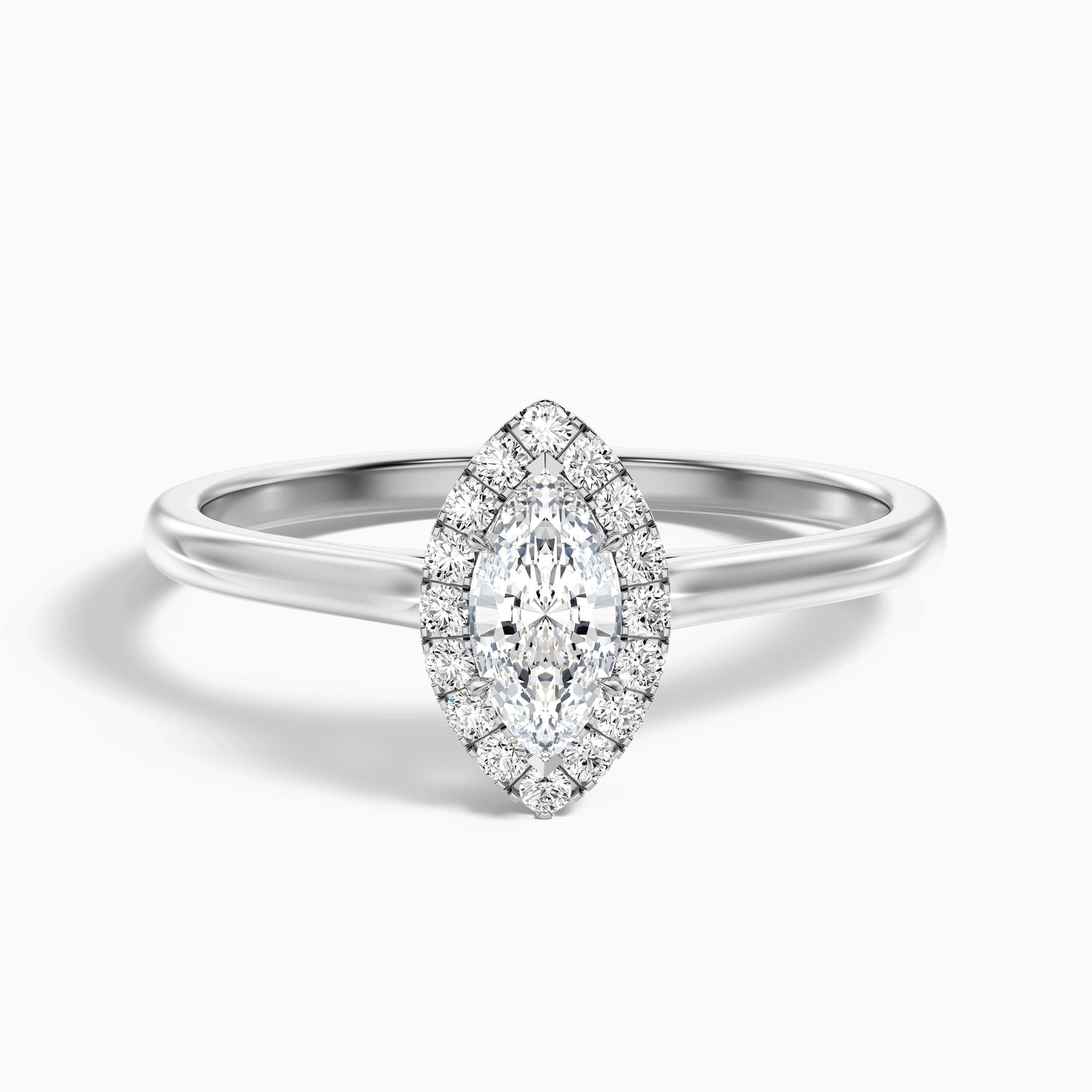 Melanie Marquise Halo Moissanite Ring