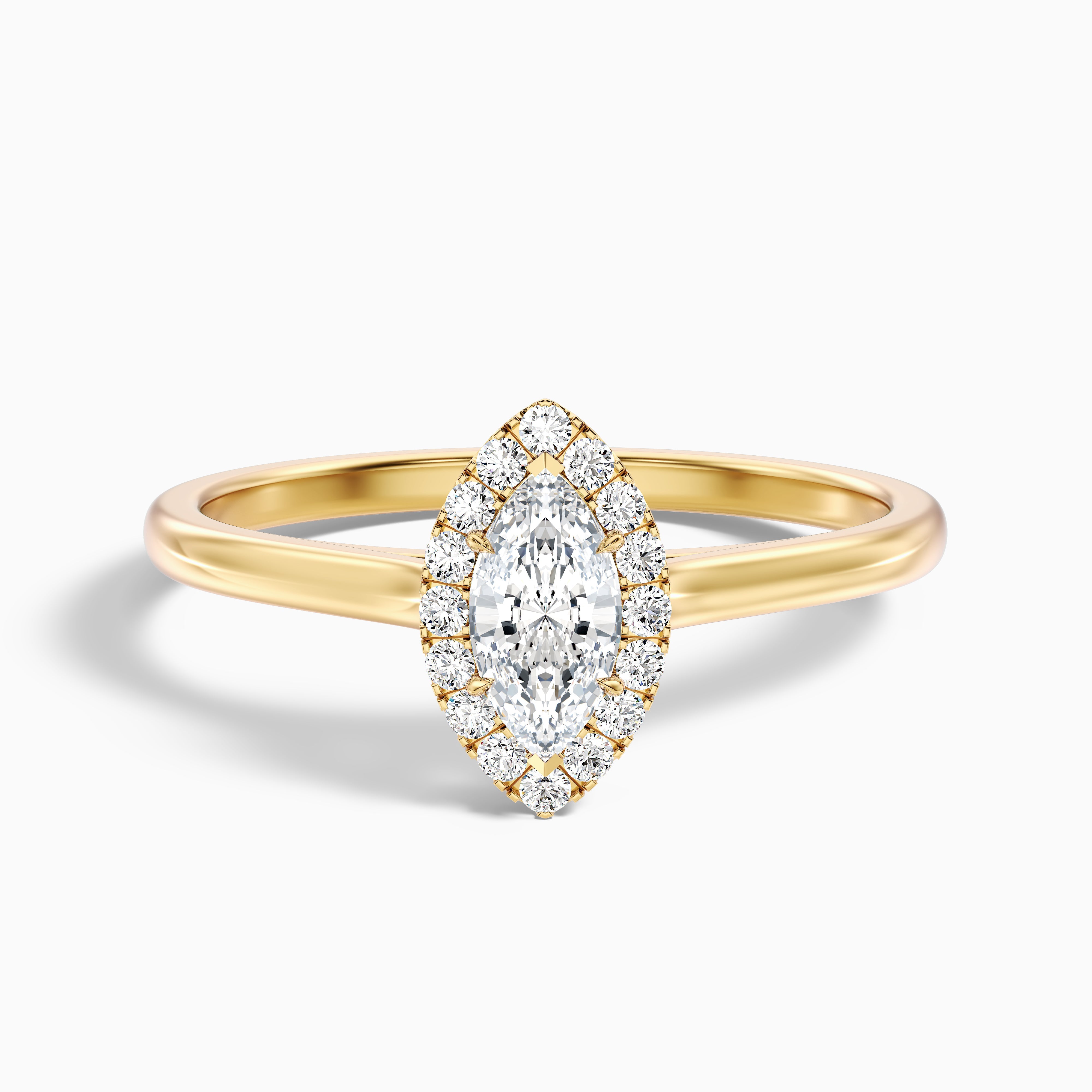 Melanie Marquise Halo Moissanite Ring