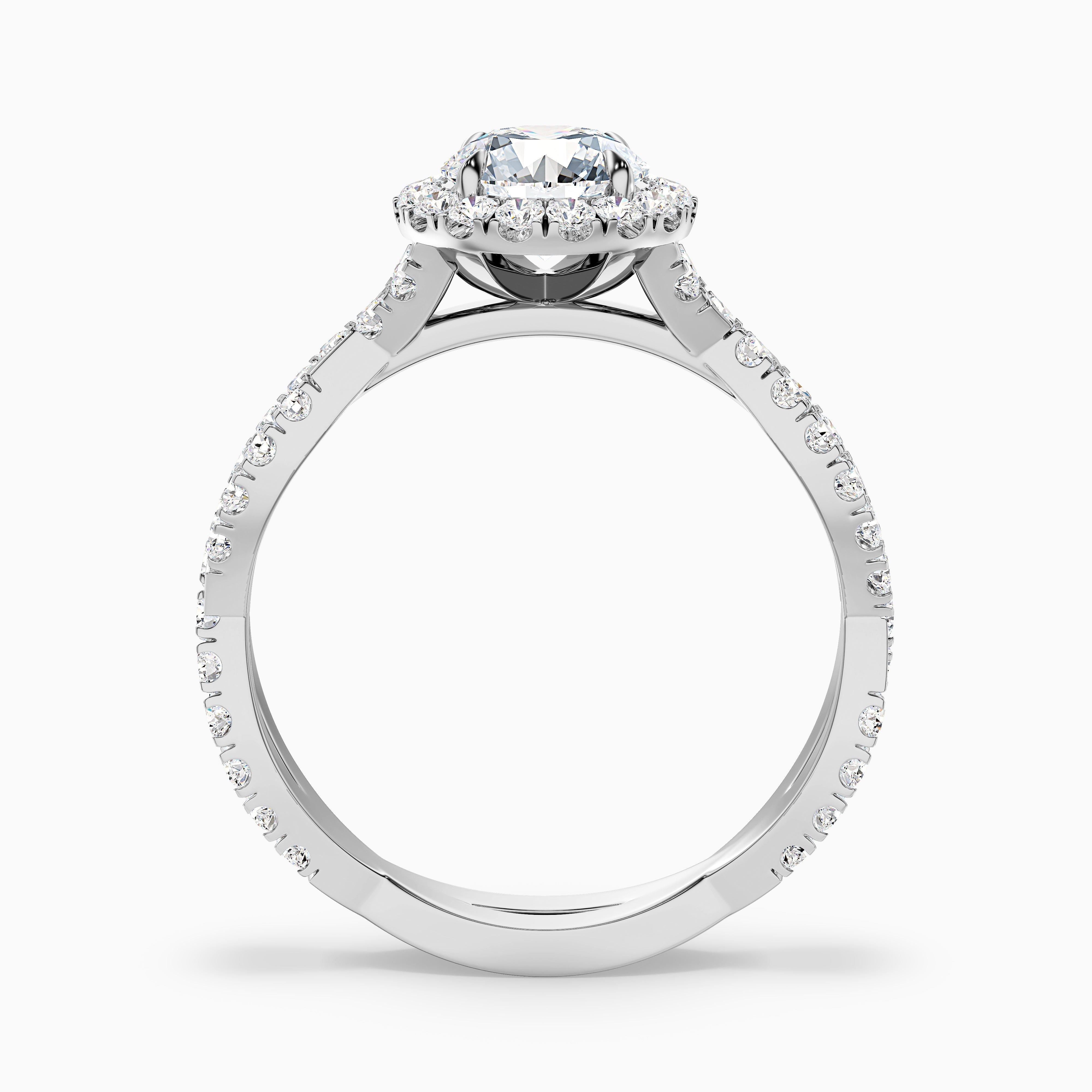Nicolina Round Unique Halo Twisted Band Moissanite Promise Ring