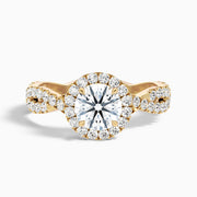 Nicolina Round Unique Halo Twisted Band Lab Grown Diamond Promise Ring