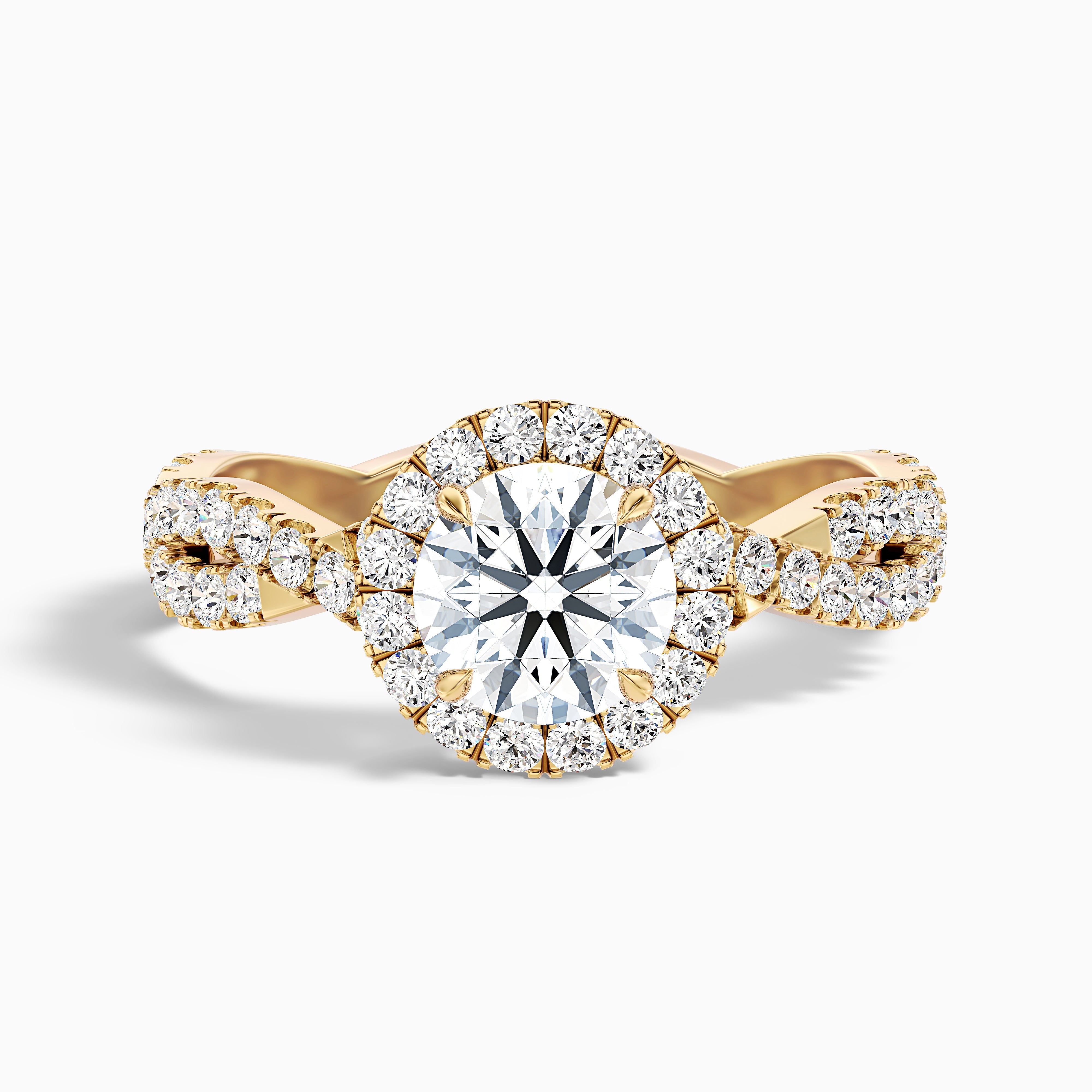 Nicolina Round Unique Halo Twisted Band Moissanite Promise Ring