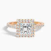 Octavia Princess Pave Halo Moissanite Engagement Ring