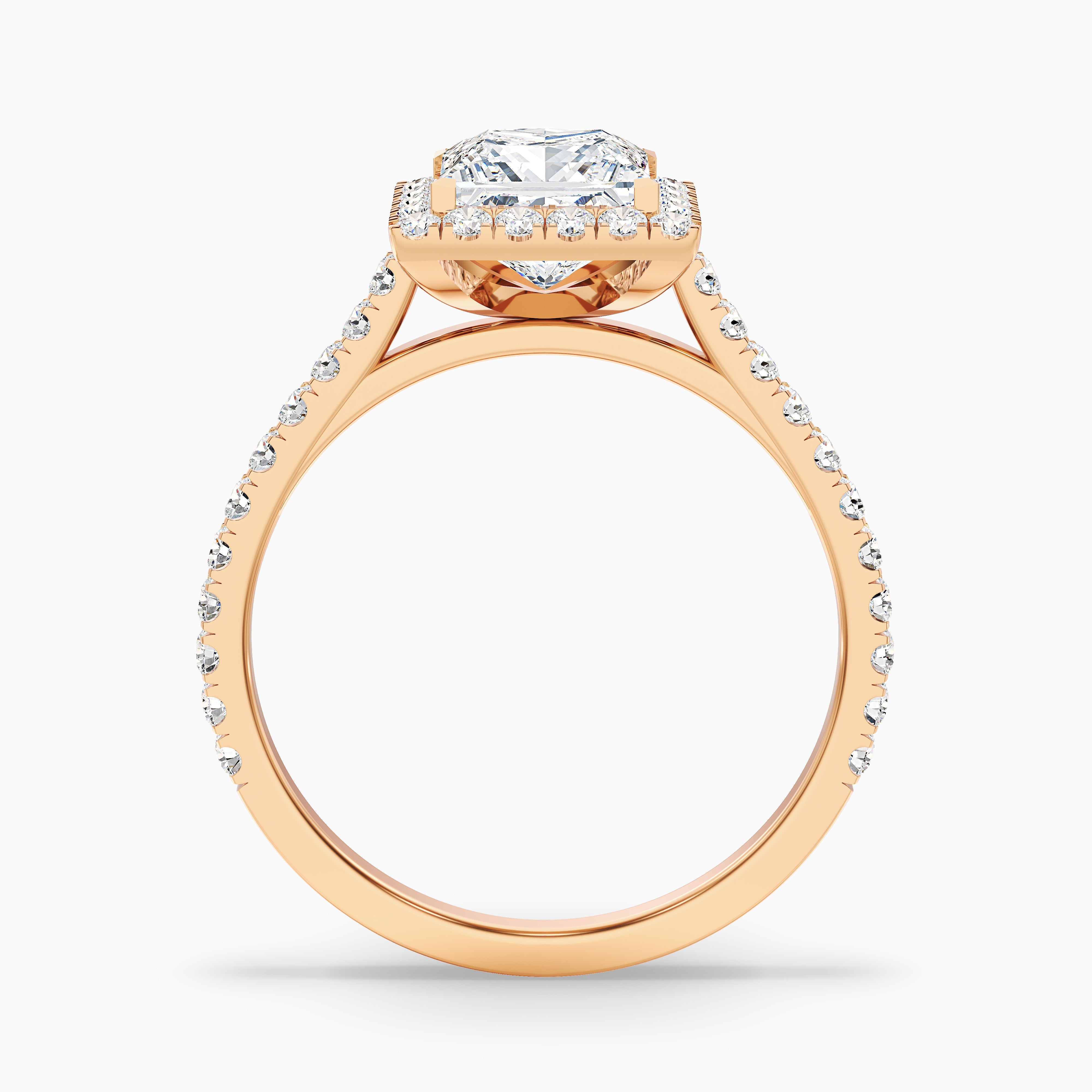 Octavia Princess Pave Halo Moissanite Engagement Ring