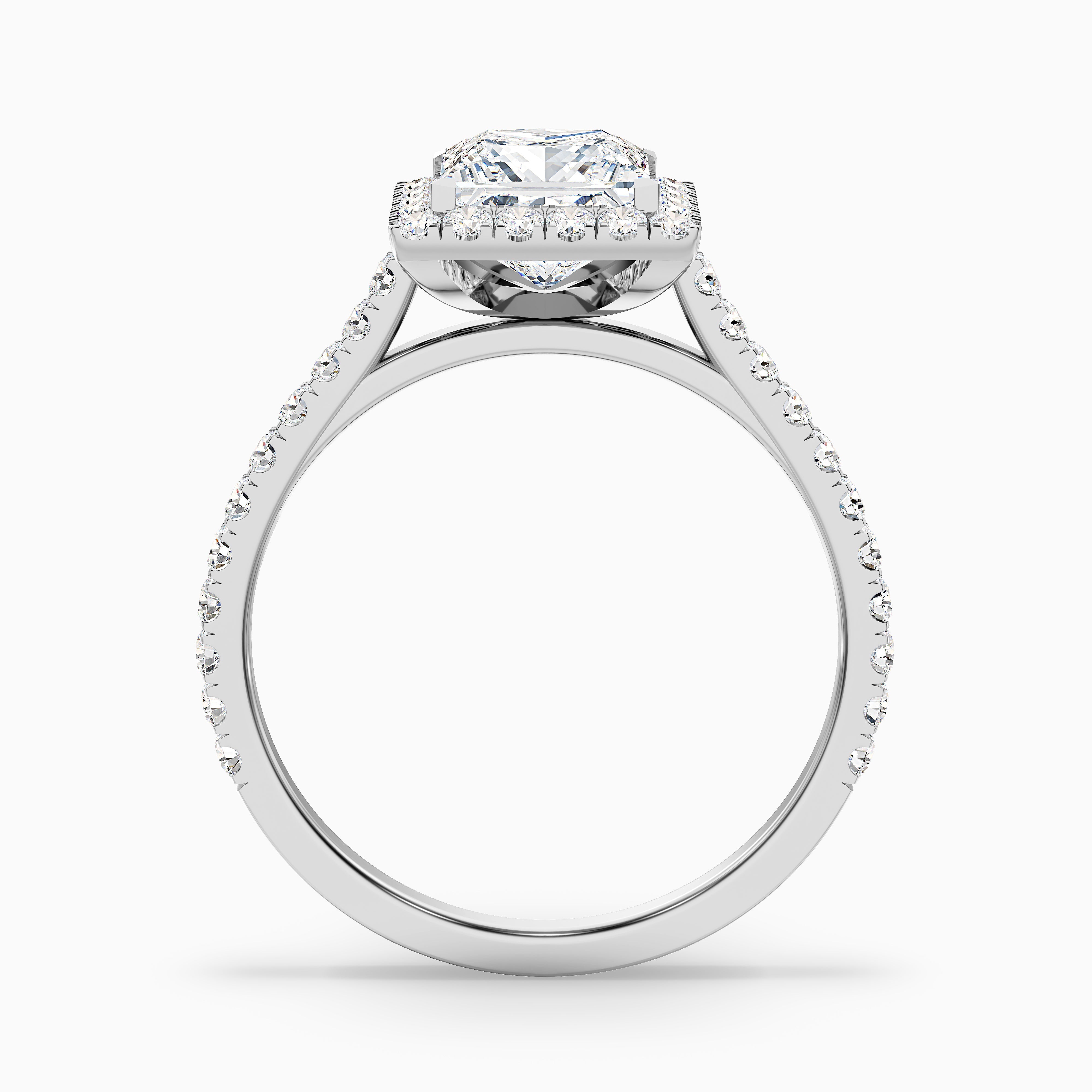 Octavia Princess Pave Halo Moissanite Engagement Ring