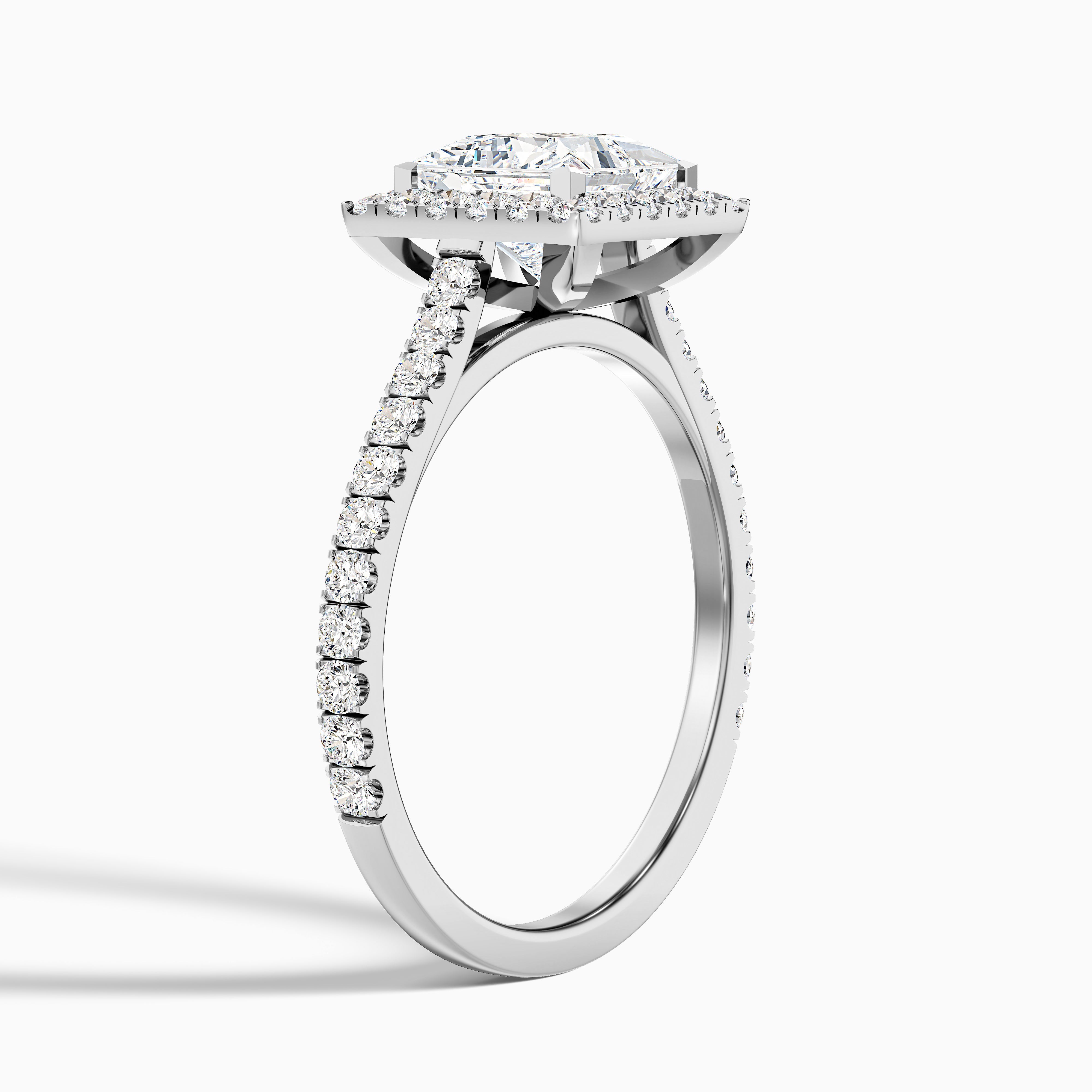 Octavia Princess Pave Halo Moissanite Engagement Ring