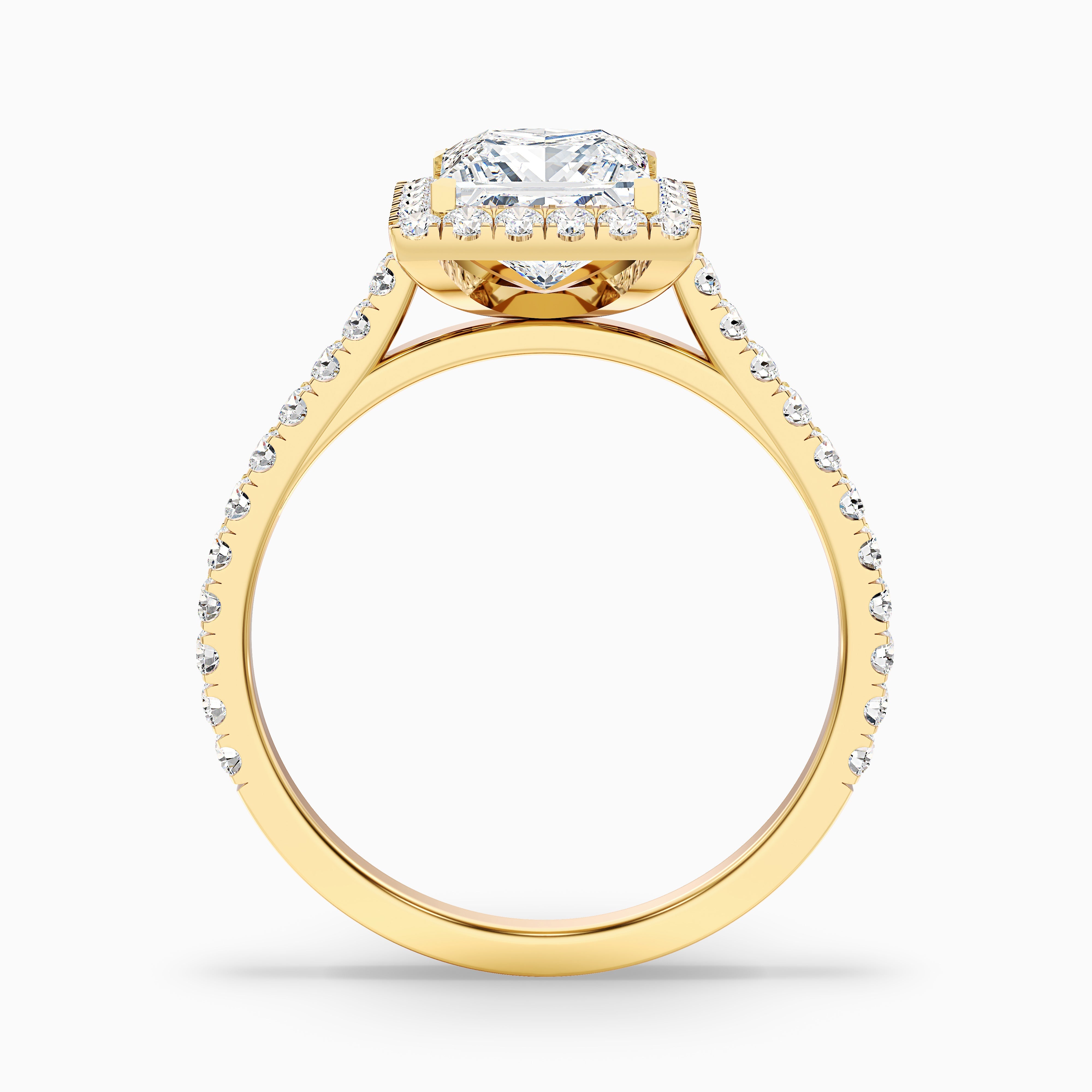 Octavia Princess Pave Halo Moissanite Engagement Ring