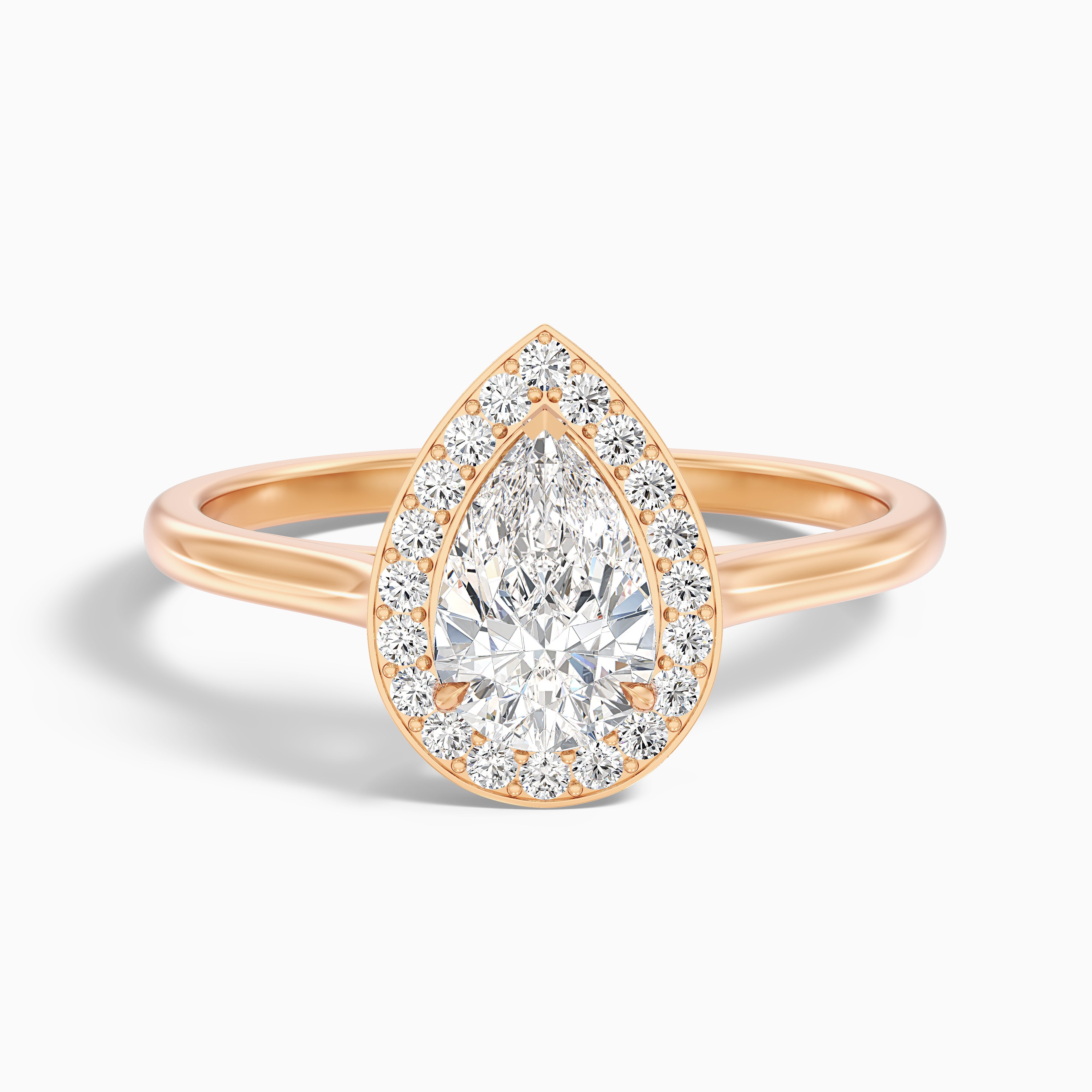 Philippa Pear Halo Moissanite Engagement Ring