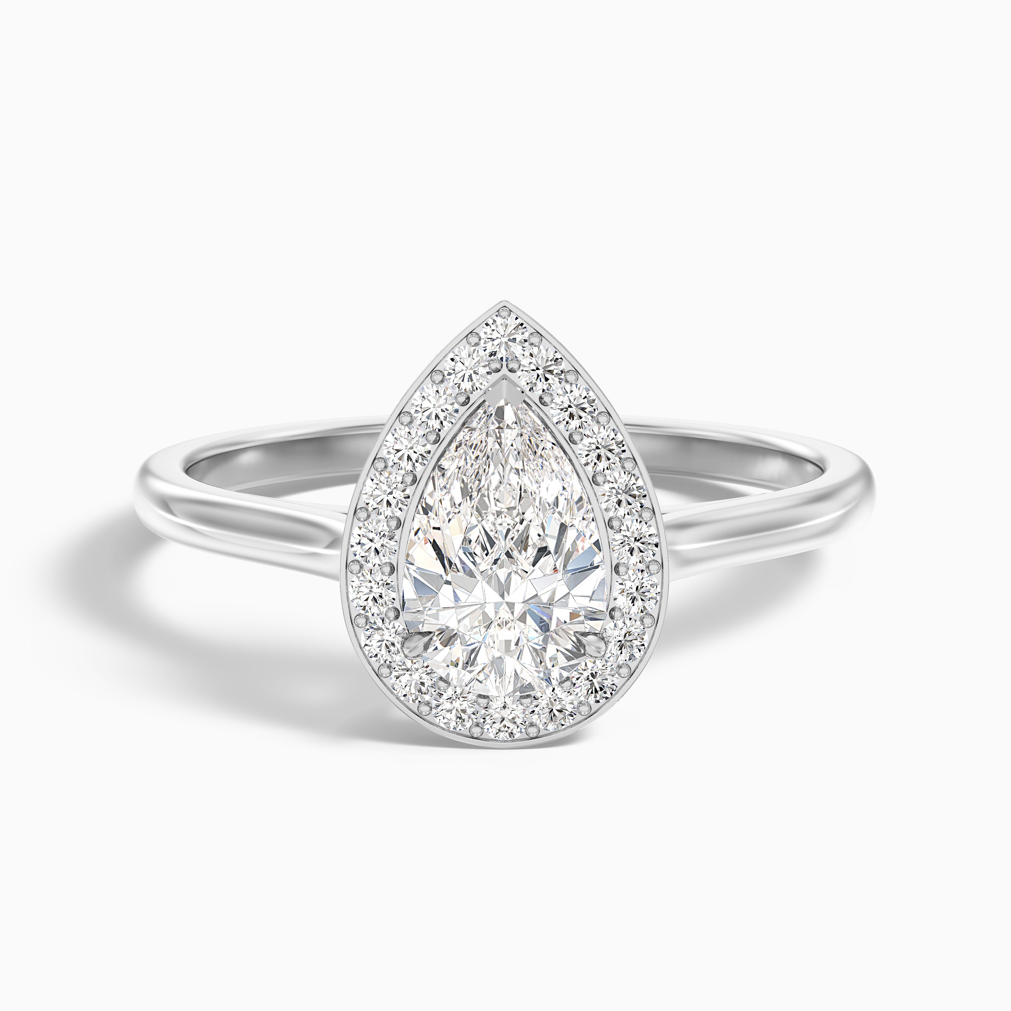 Philippa Pear Halo Moissanite Engagement Ring
