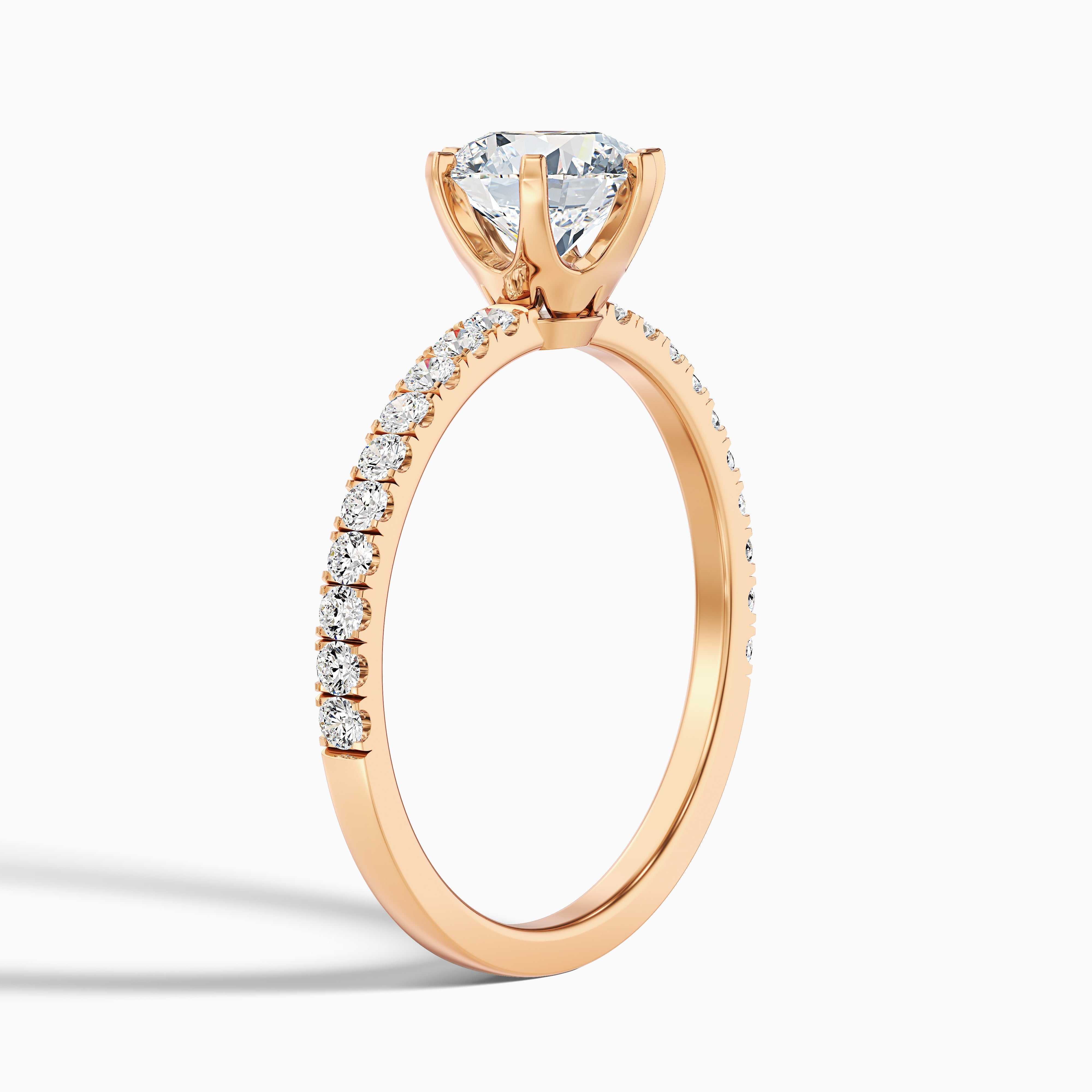 Samantha Round Side Stone Moissanite Engagement Ring