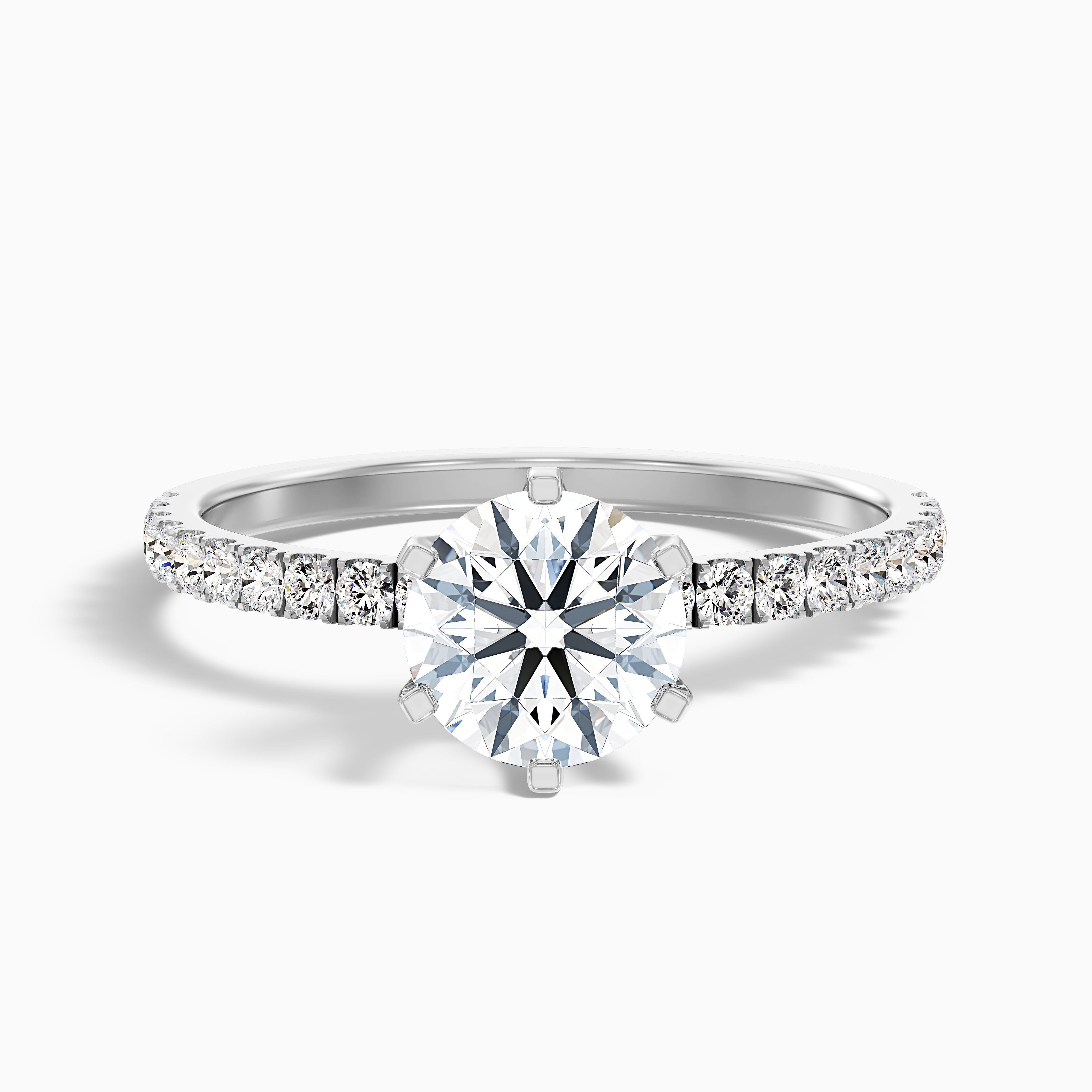 Samantha Round Side Stone Moissanite Engagement Ring