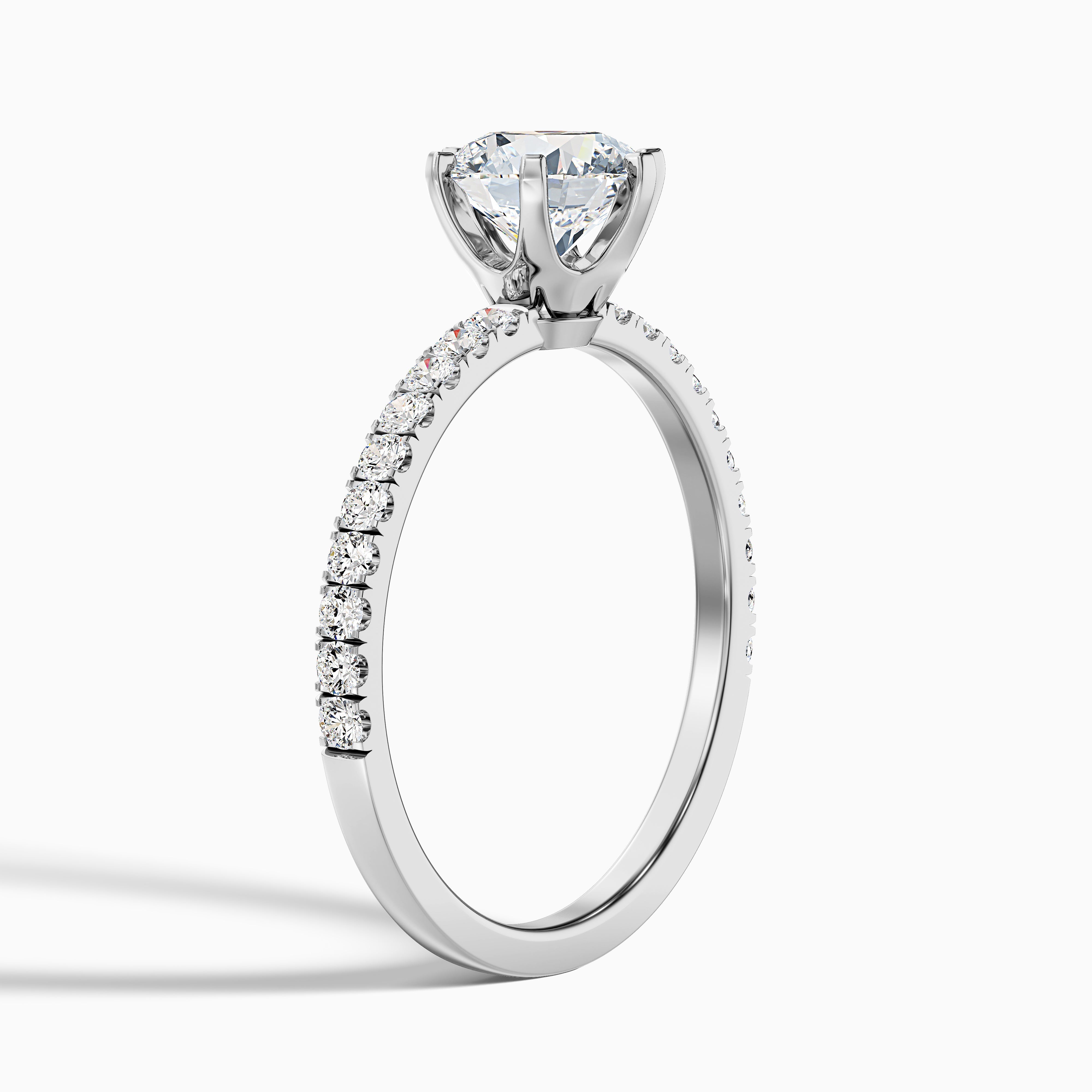 Samantha Round Side Stone Moissanite Engagement Ring