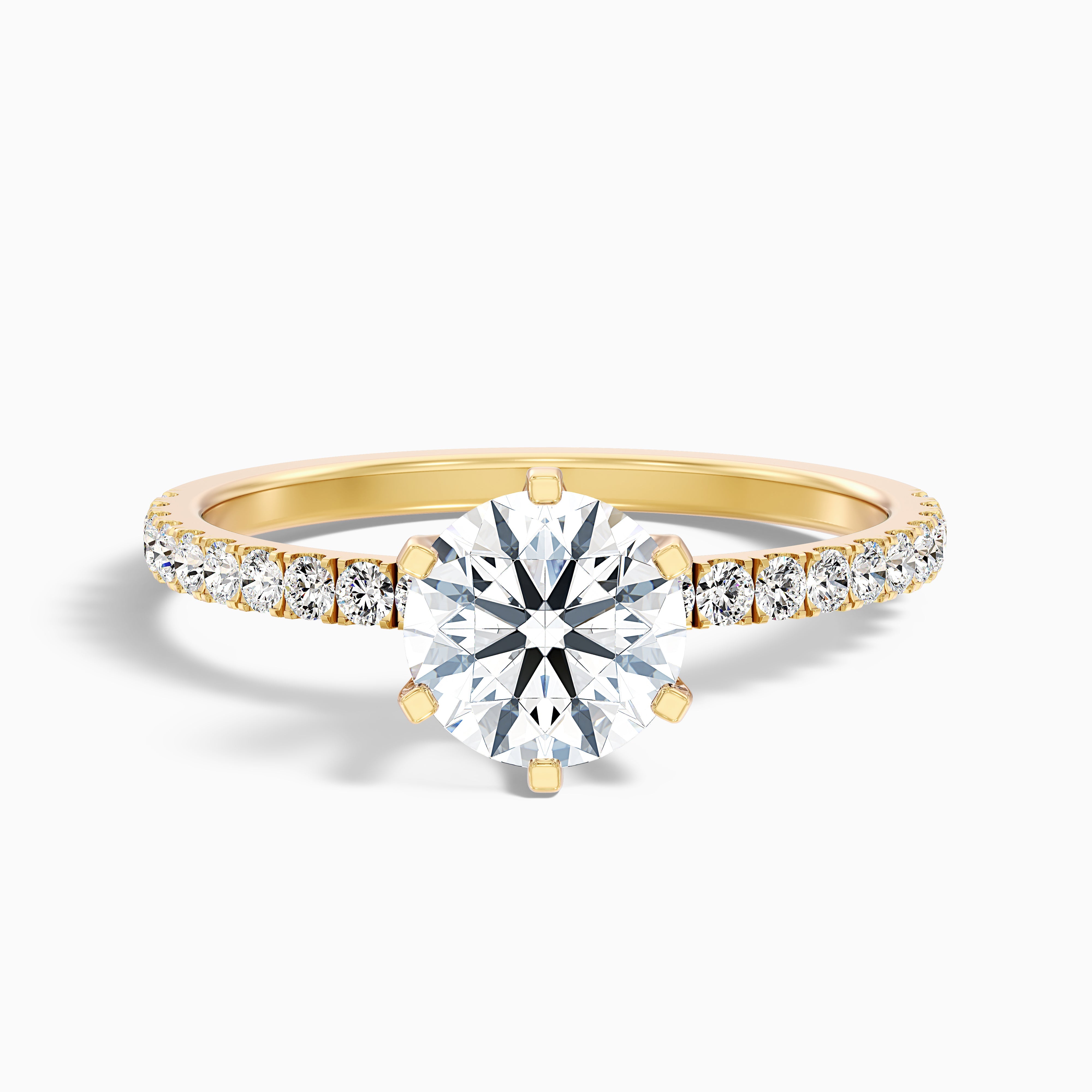 Samantha Round Side Stone Moissanite Engagement Ring