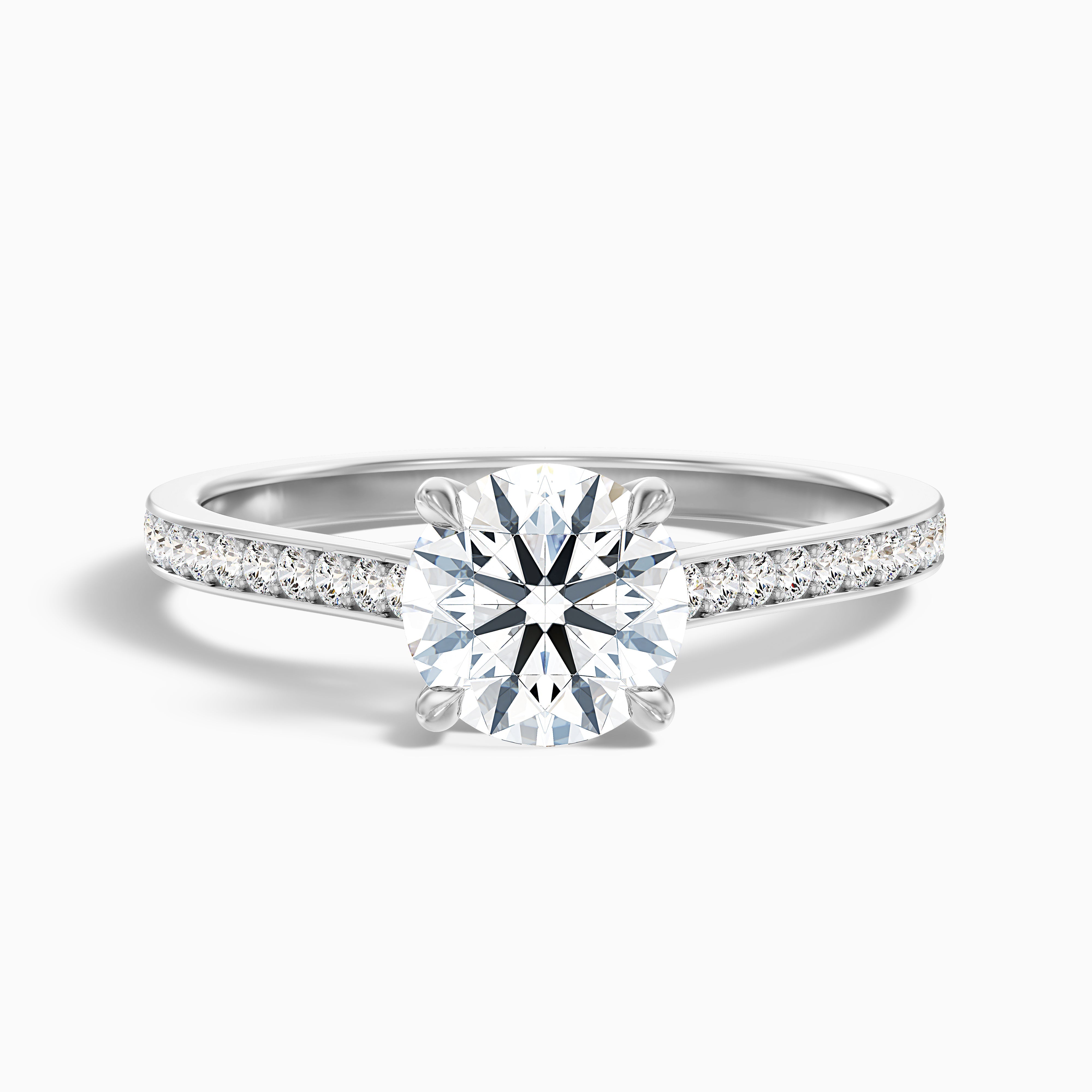 Serena Round Side Stone Channel Set Moissanite Engagement Ring