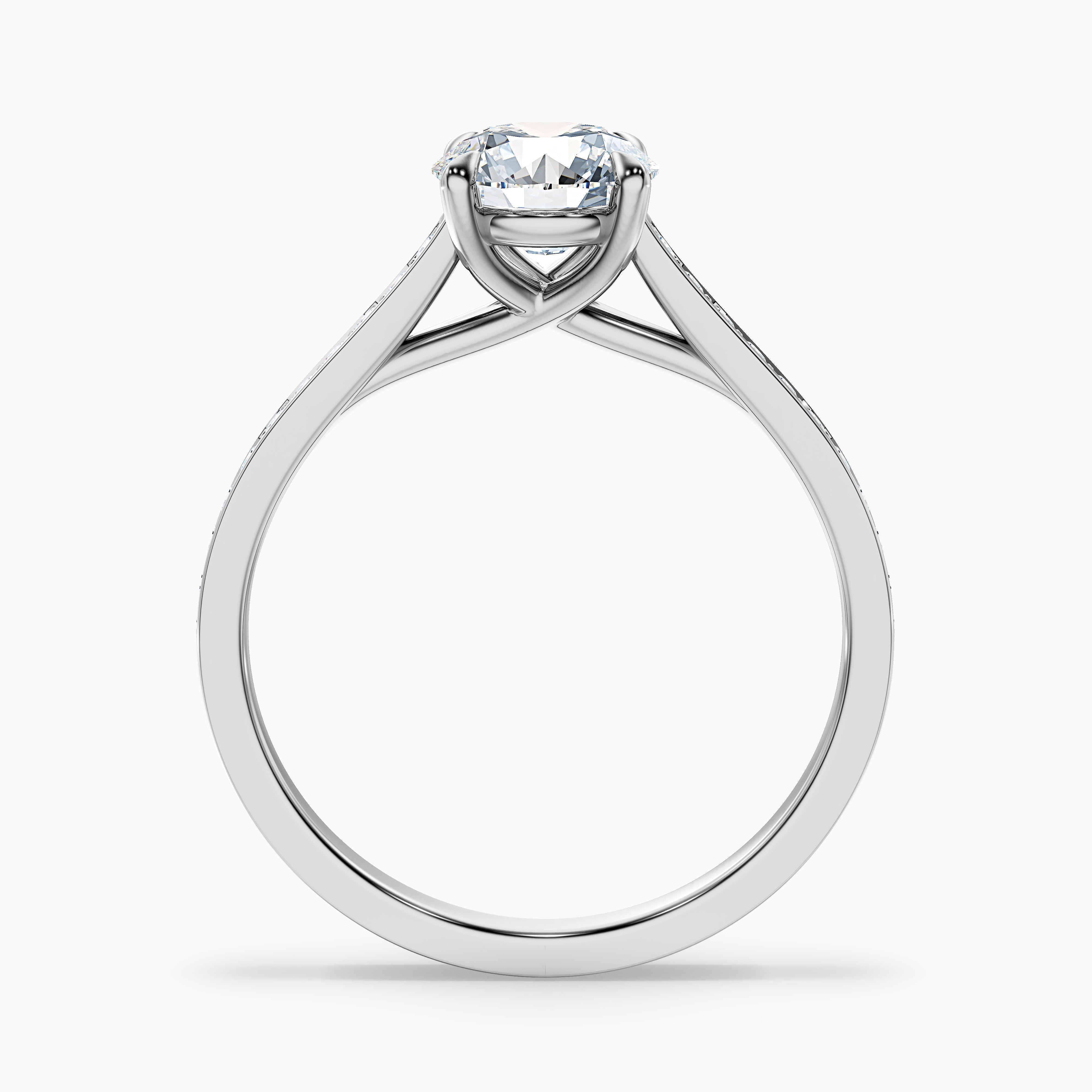 Serena Round Side Stone Channel Set Moissanite Engagement Ring