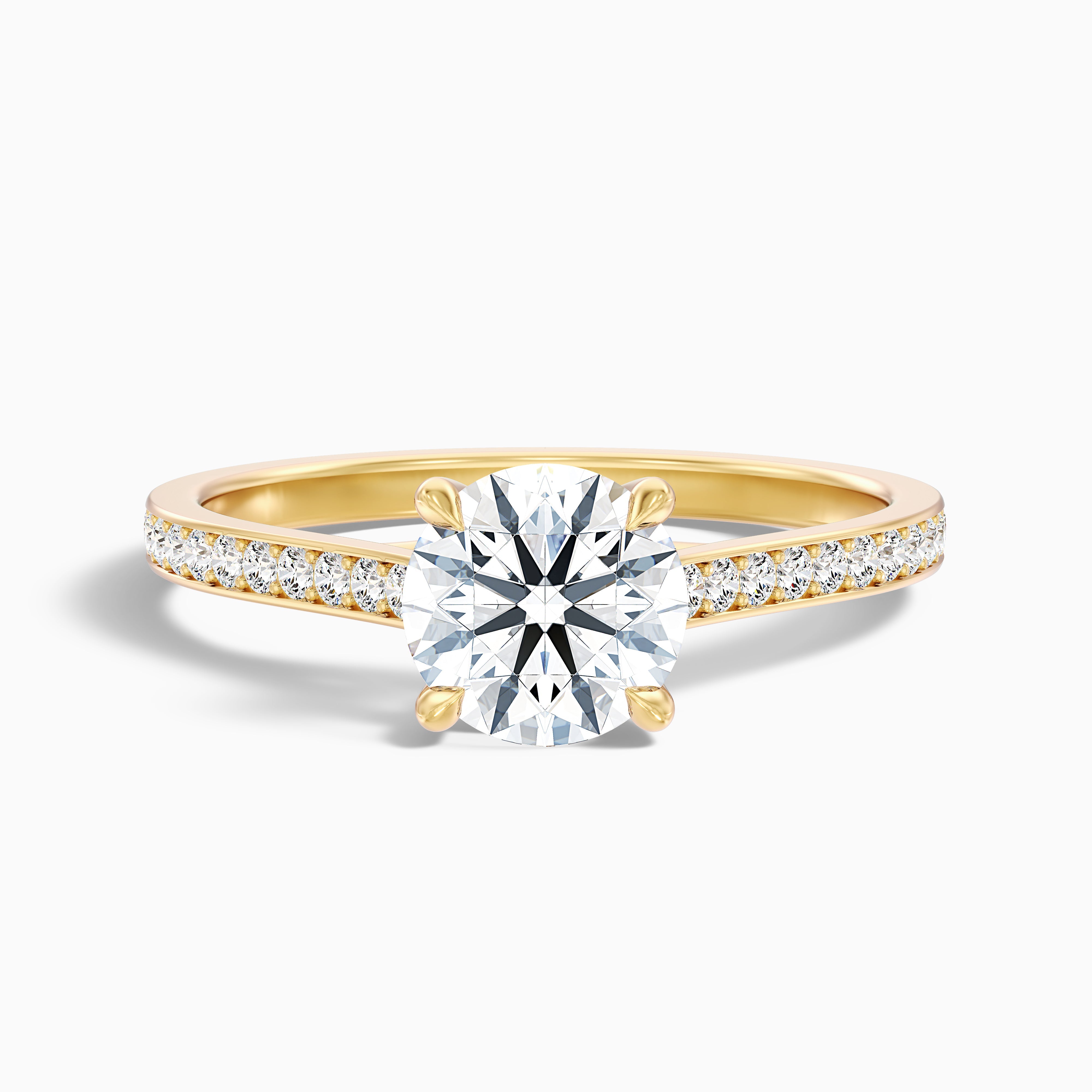 Serena Round Side Stone Channel Set Moissanite Engagement Ring