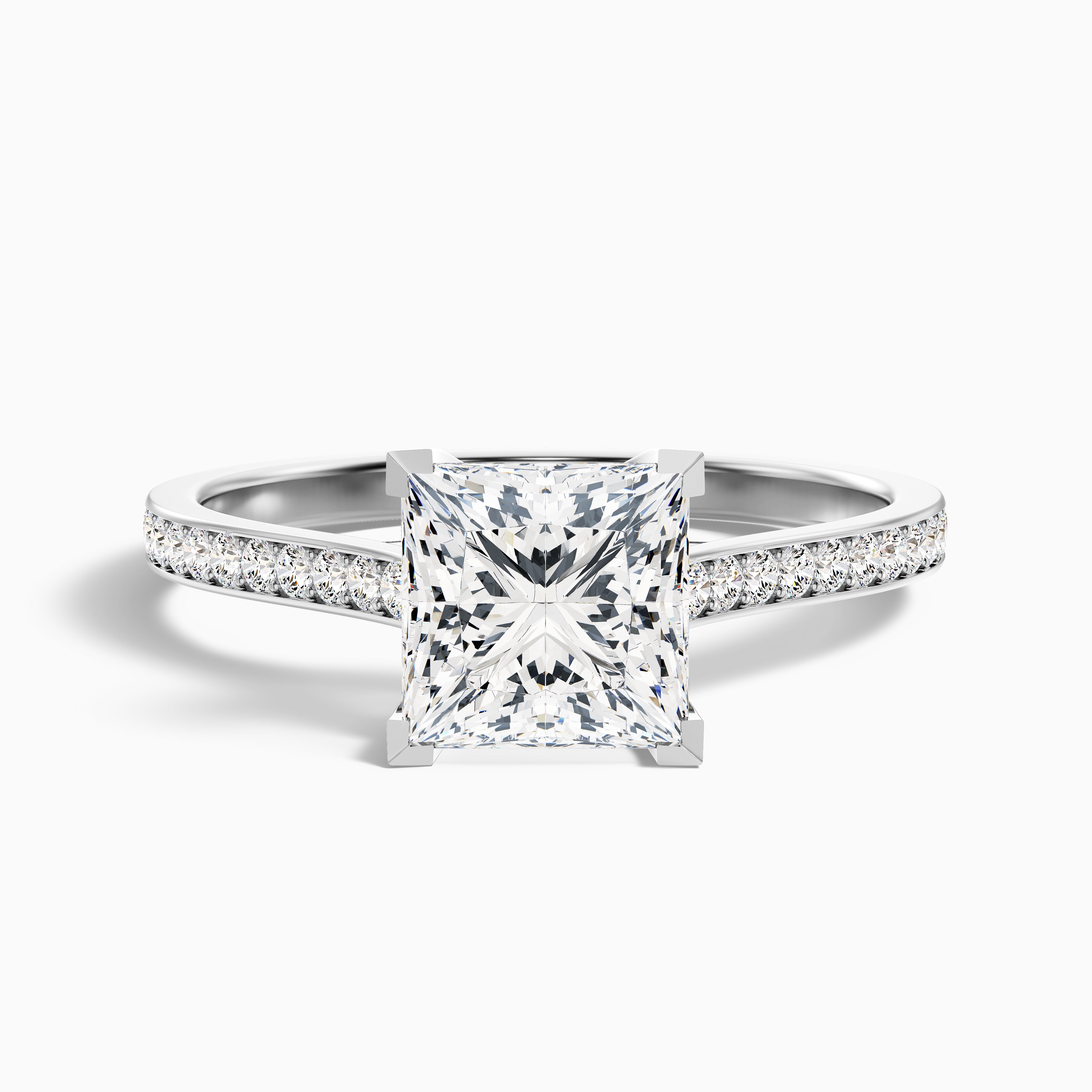 Skylar Princess Side Stone Channel Set Moissanite Ring