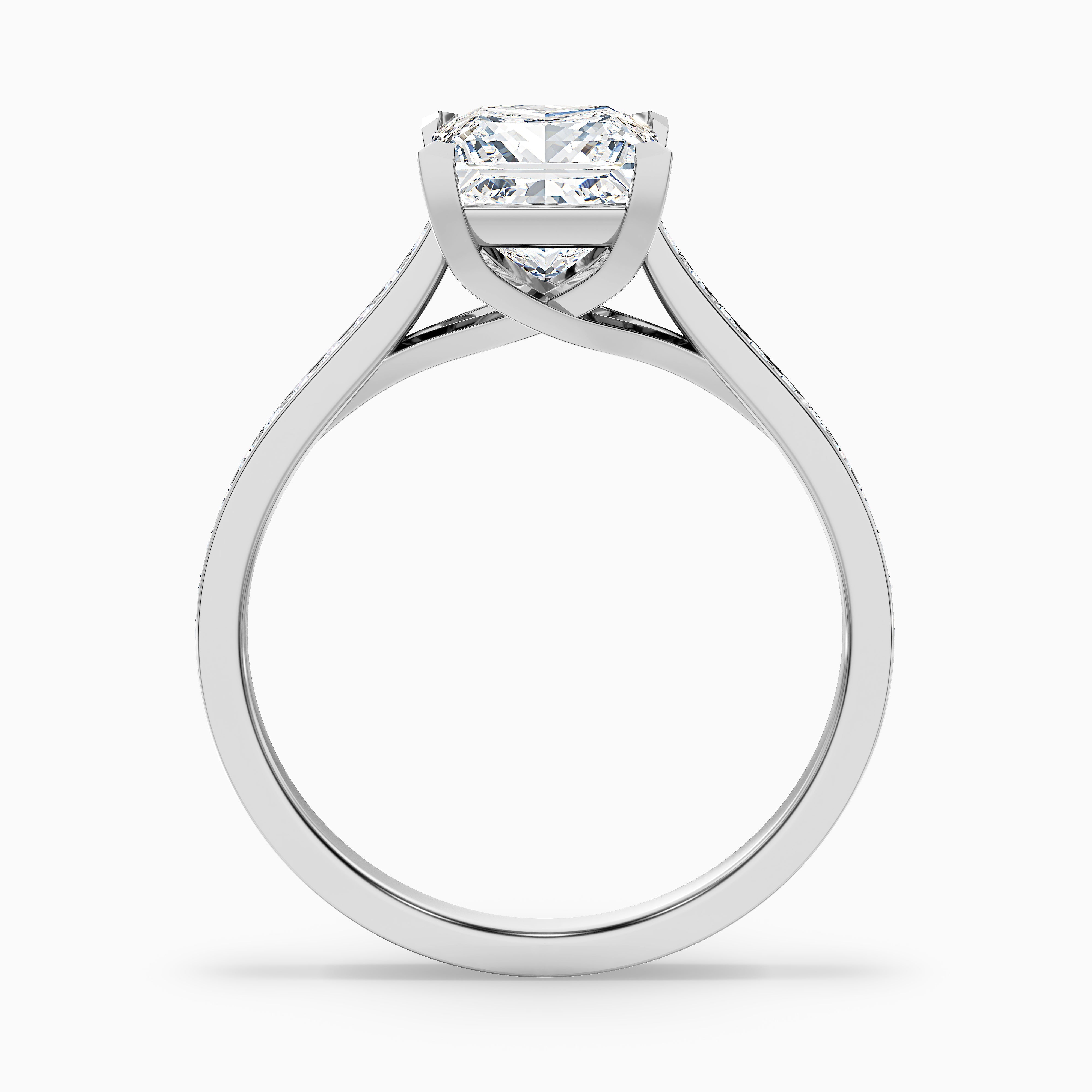 Skylar Princess Side Stone Channel Set Moissanite Ring