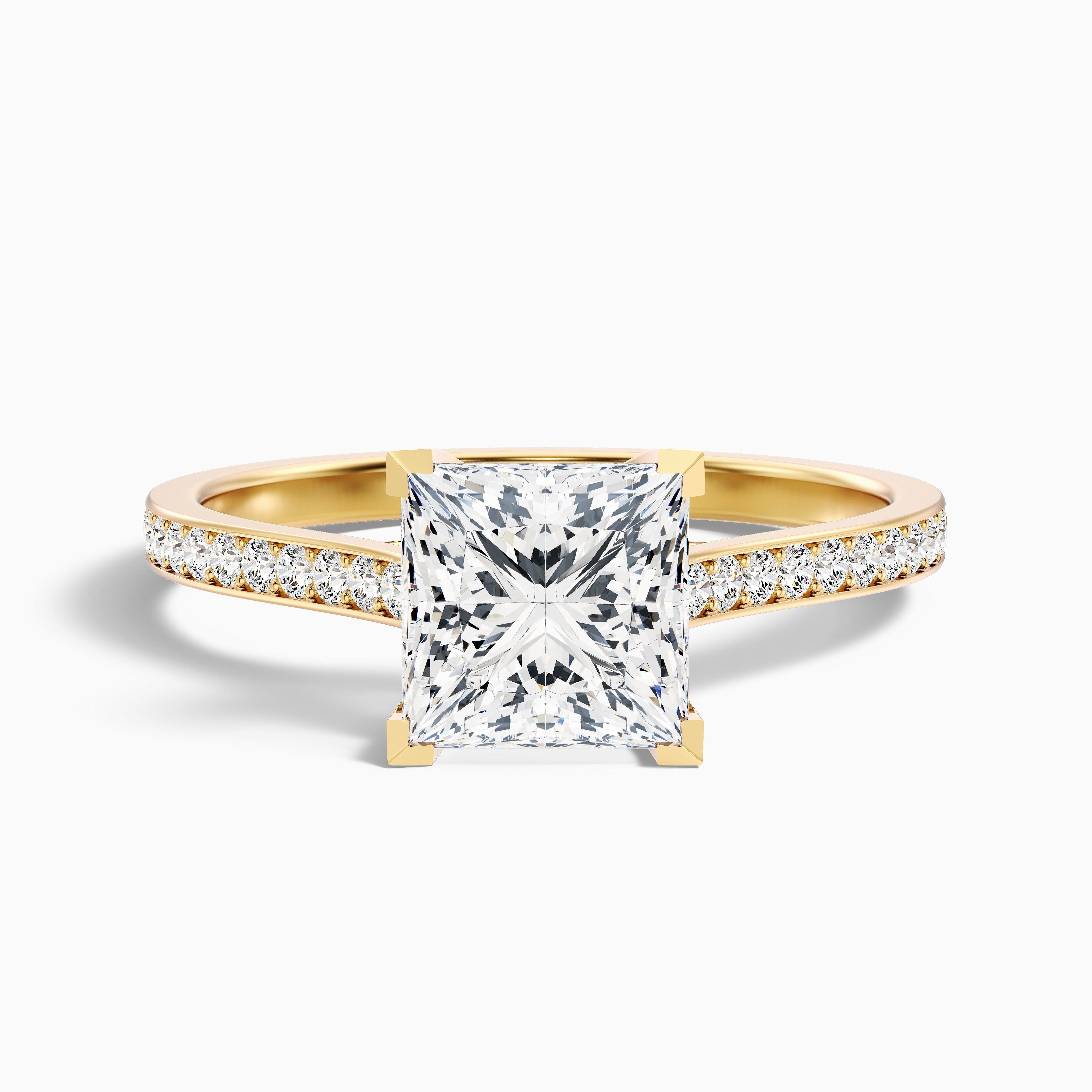 Skylar Princess Side Stone Channel Set Moissanite Ring