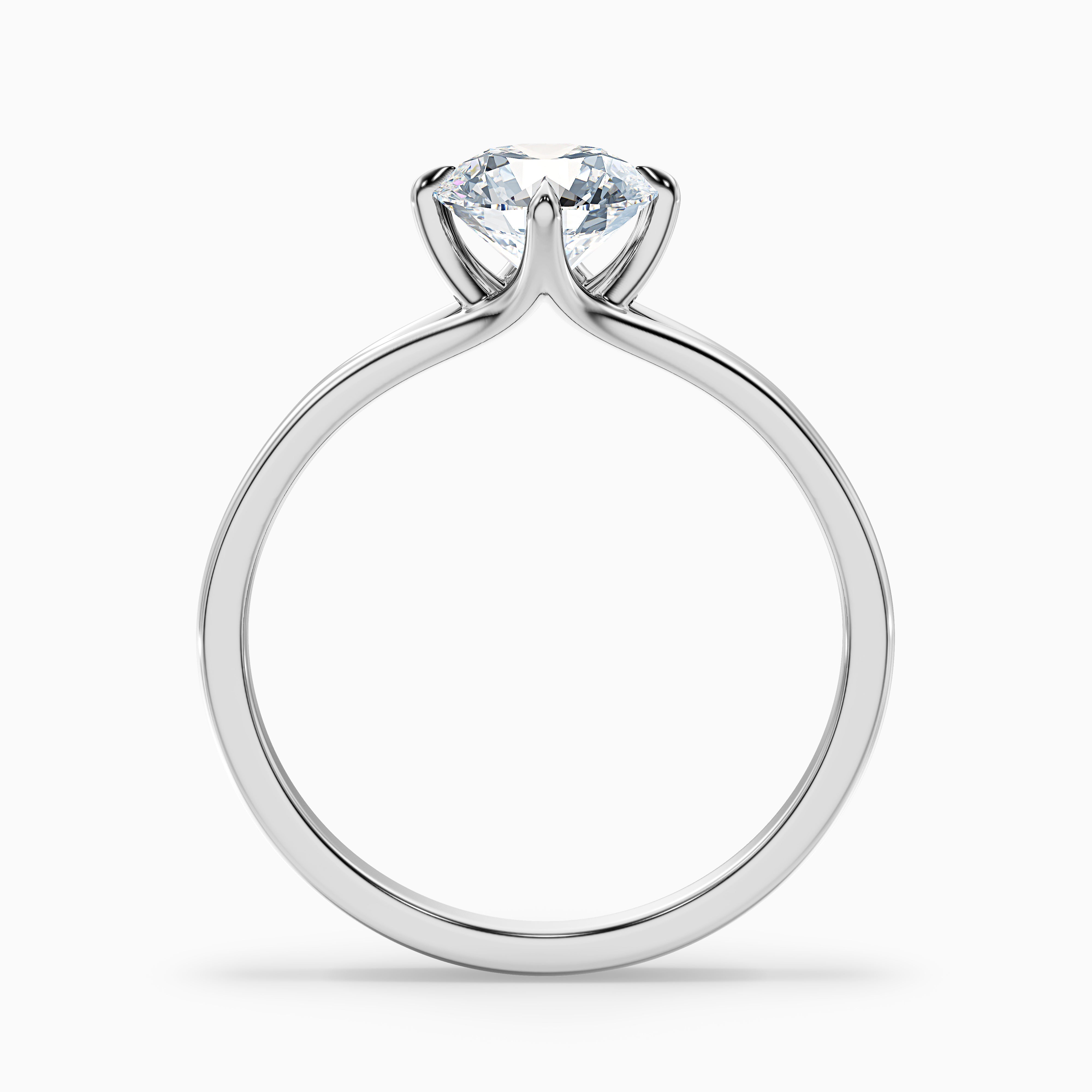 Trinity Round Split Shank Solitaire Moissanite Ring