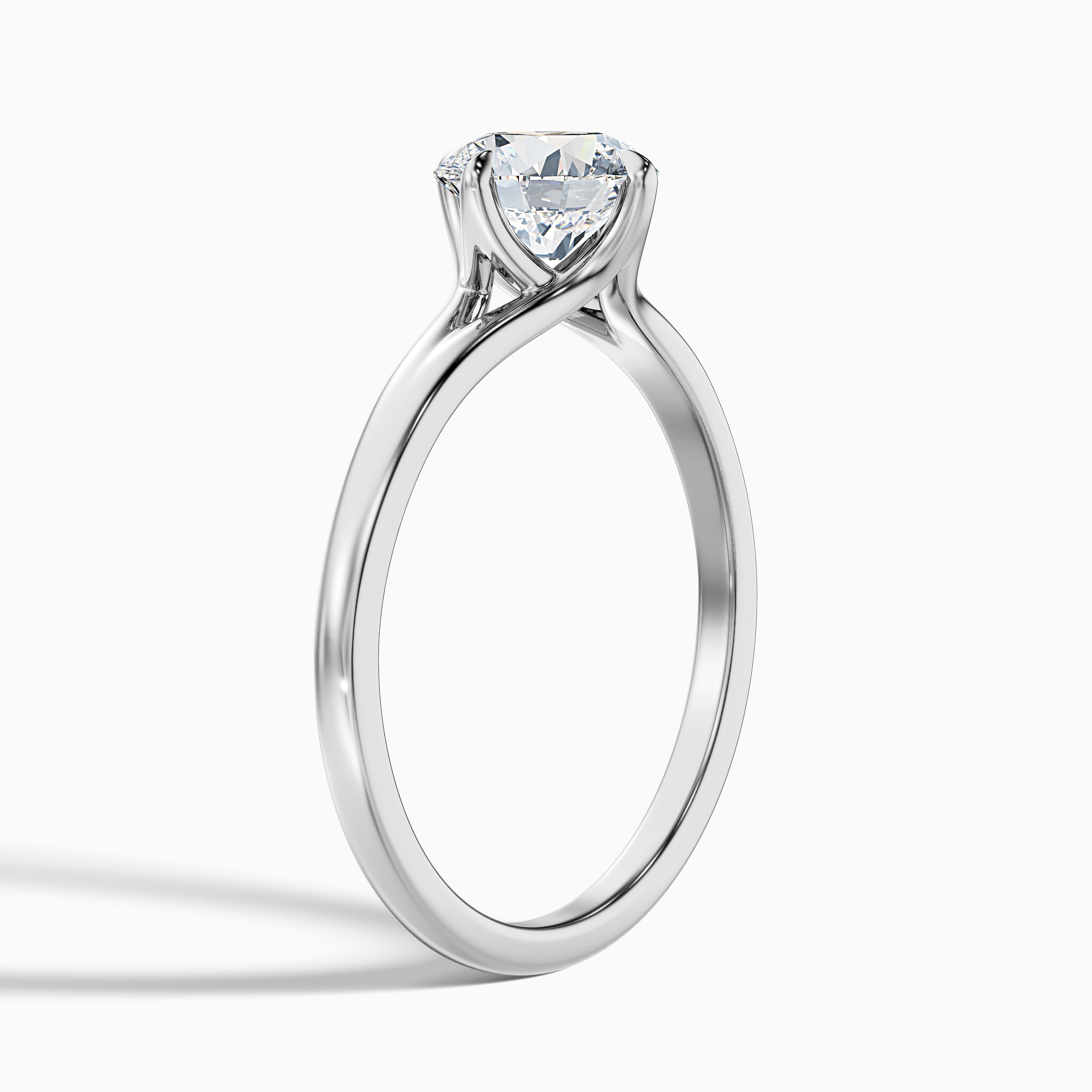 Trinity Round Split Shank Solitaire Moissanite Ring