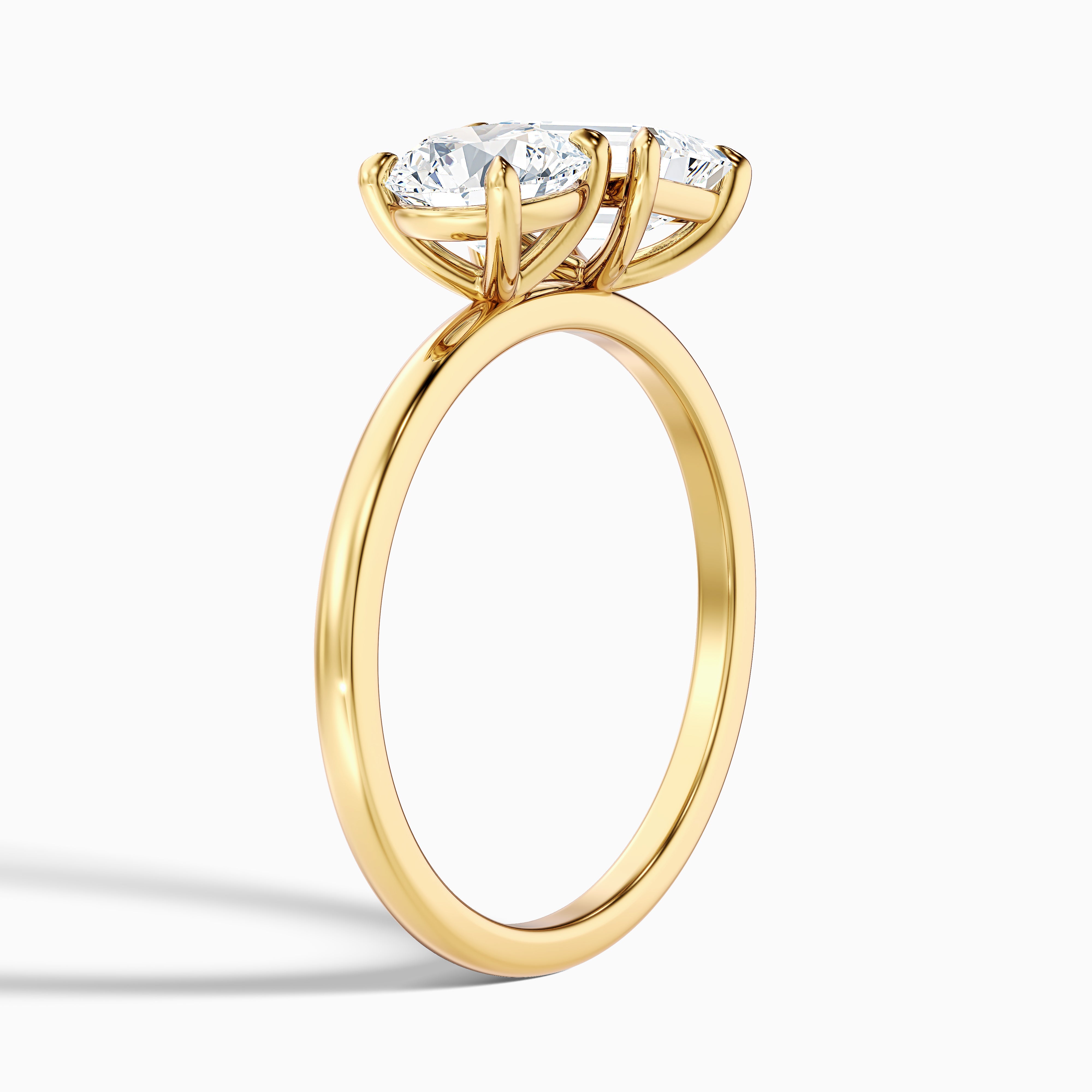 Joanna Toi Et Moi Moissanite Ring With Round And Emerald Cut Diamonds