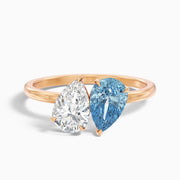 Abigail Toi Et Moi Moissanite Diamond Ring With Pear Shaped Champagne Diamond
