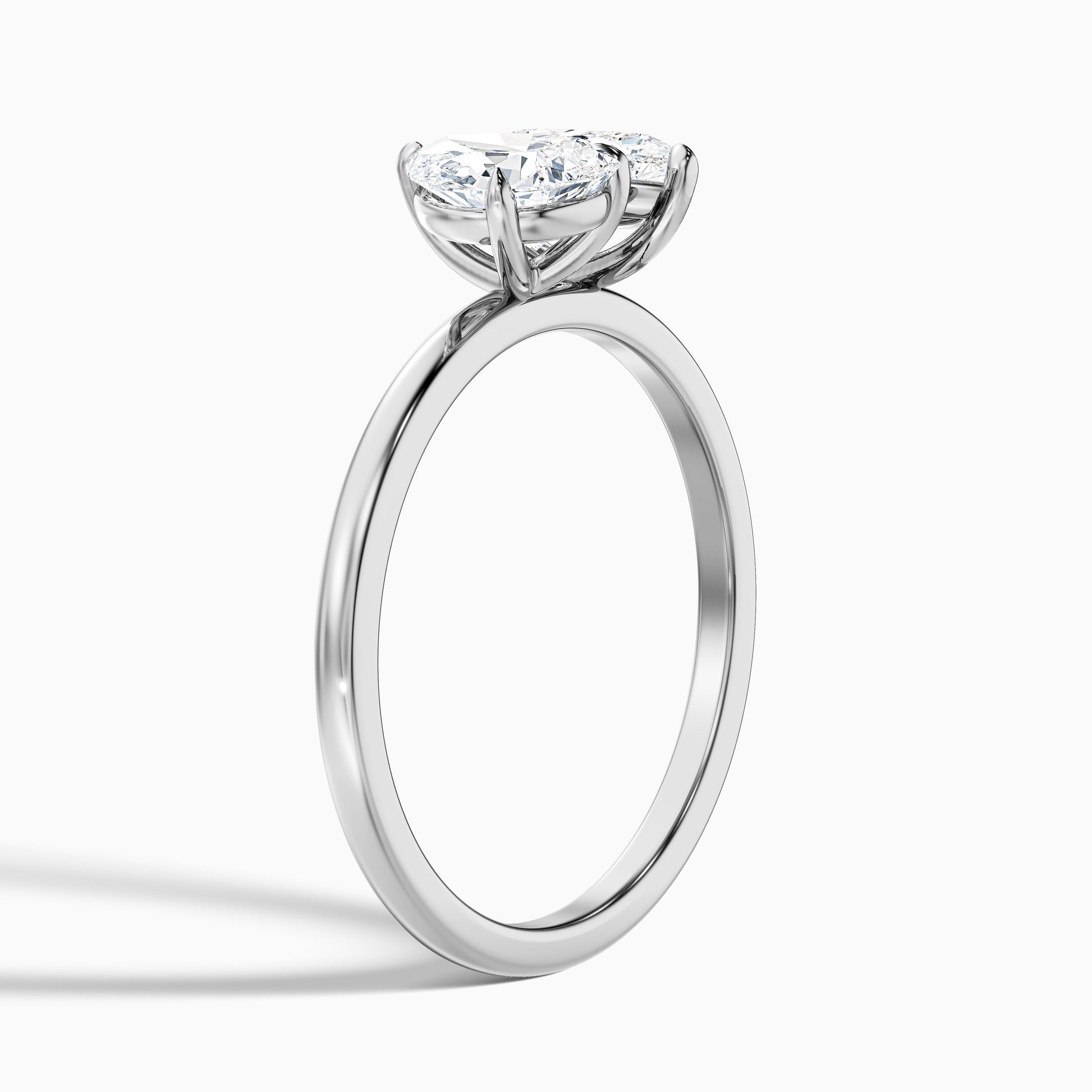 Katrina Toi Et Moi pear-shaped diamond engagement ring in white gold and platinum, offered in both moissanite and lab-grown diamond for ethical and elegant bridal jewelry